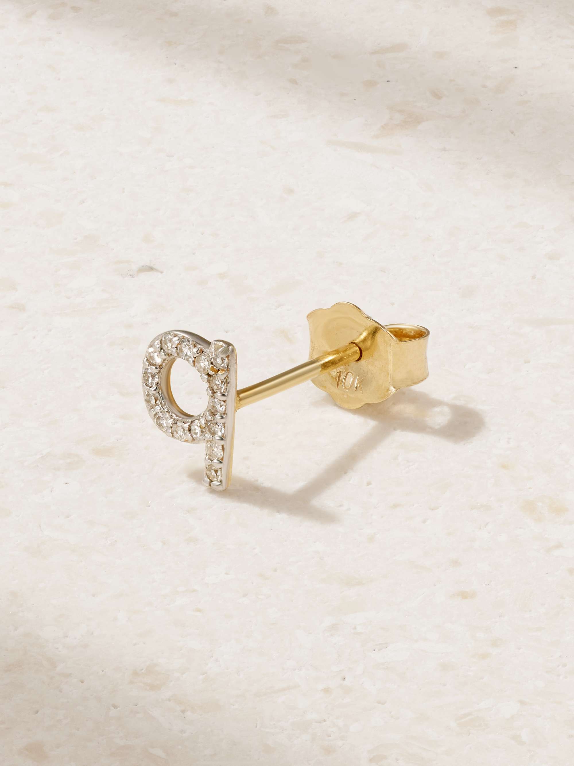 STONE AND STRAND Alphabet gold diamond single earring