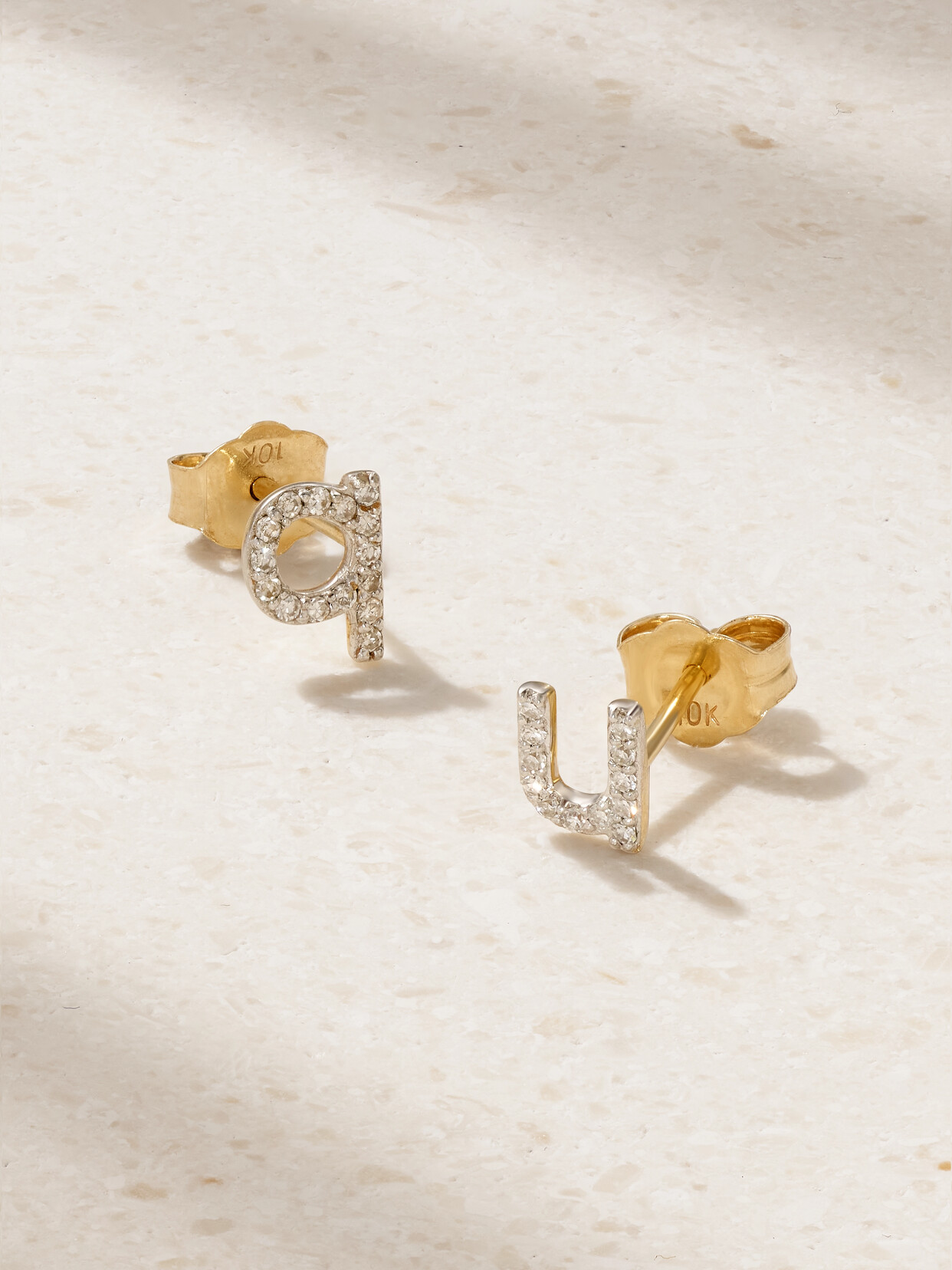 Stone And Strand Alphabet Gold Diamond Single Earring