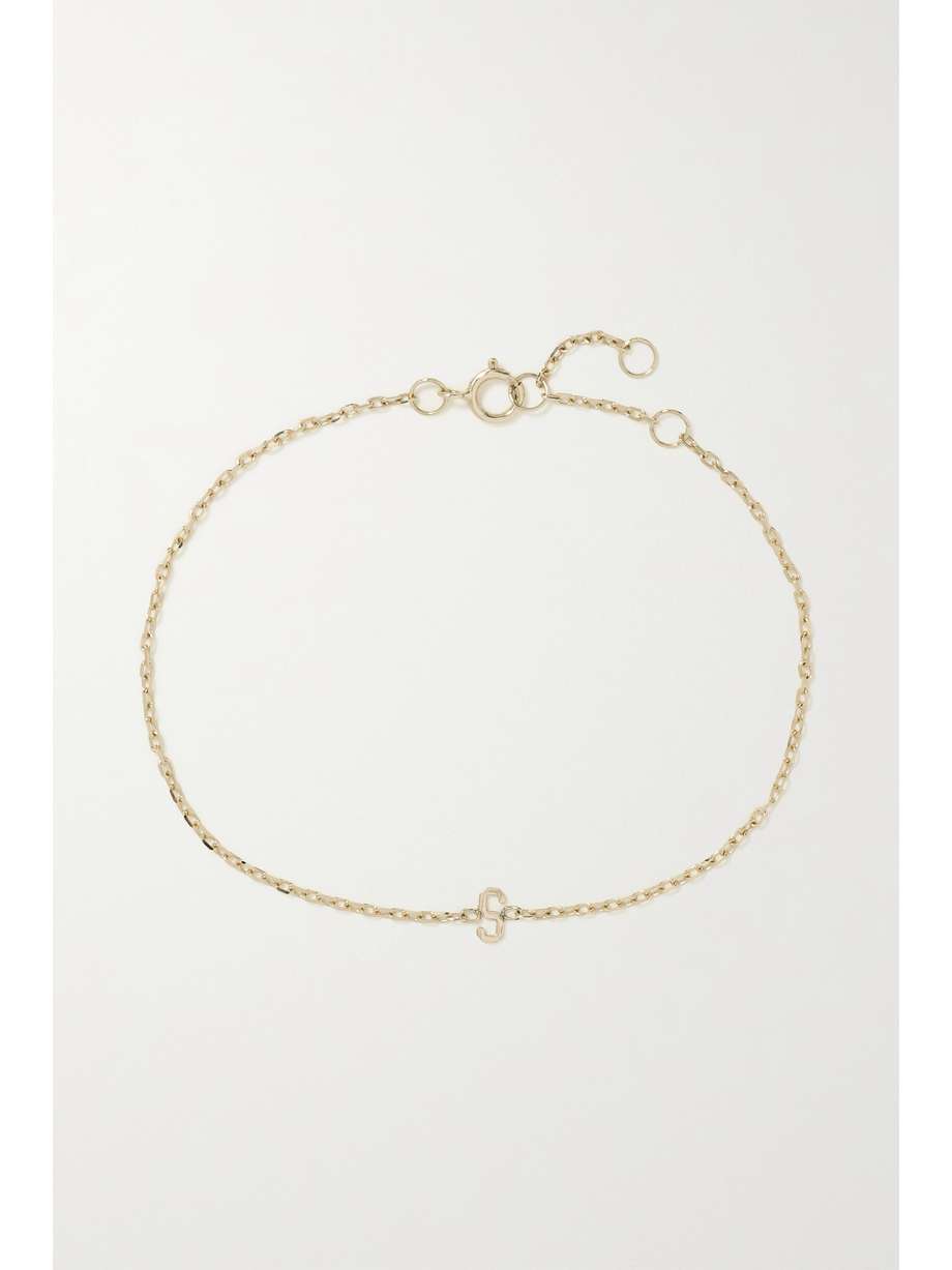 STONE AND STRAND Initial gold bracelet NETAPORTER