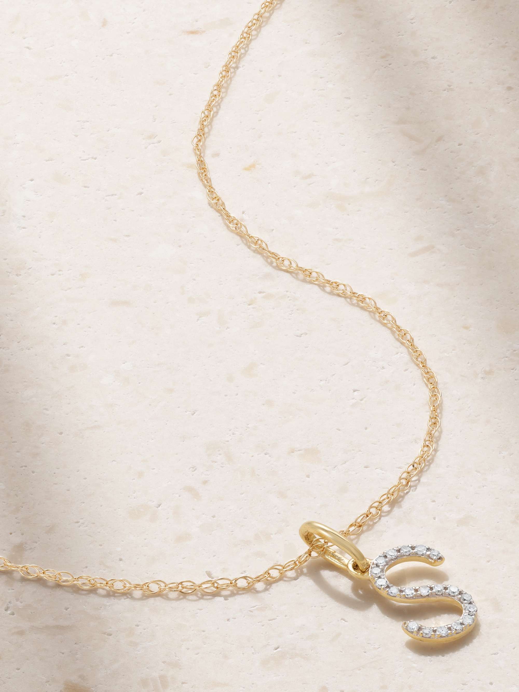 STONE AND STRAND Alphabet 9-karat gold diamond necklace