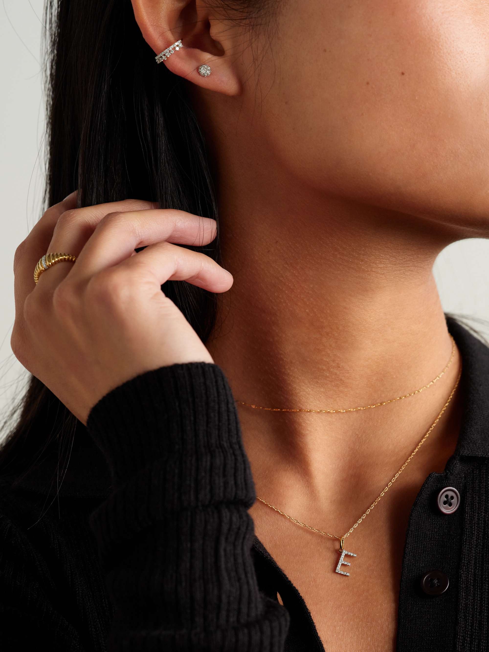 STONE AND STRAND Alphabet 9-karat gold diamond necklace