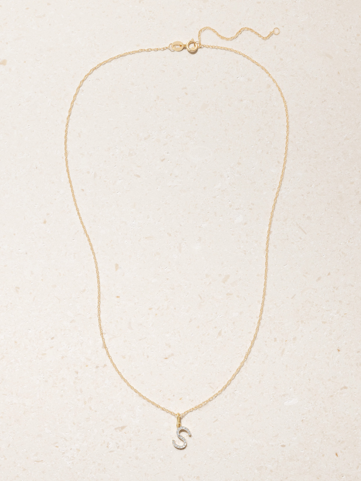STONE AND STRAND ALPHABET 9-KARAT GOLD DIAMOND NECKLACE