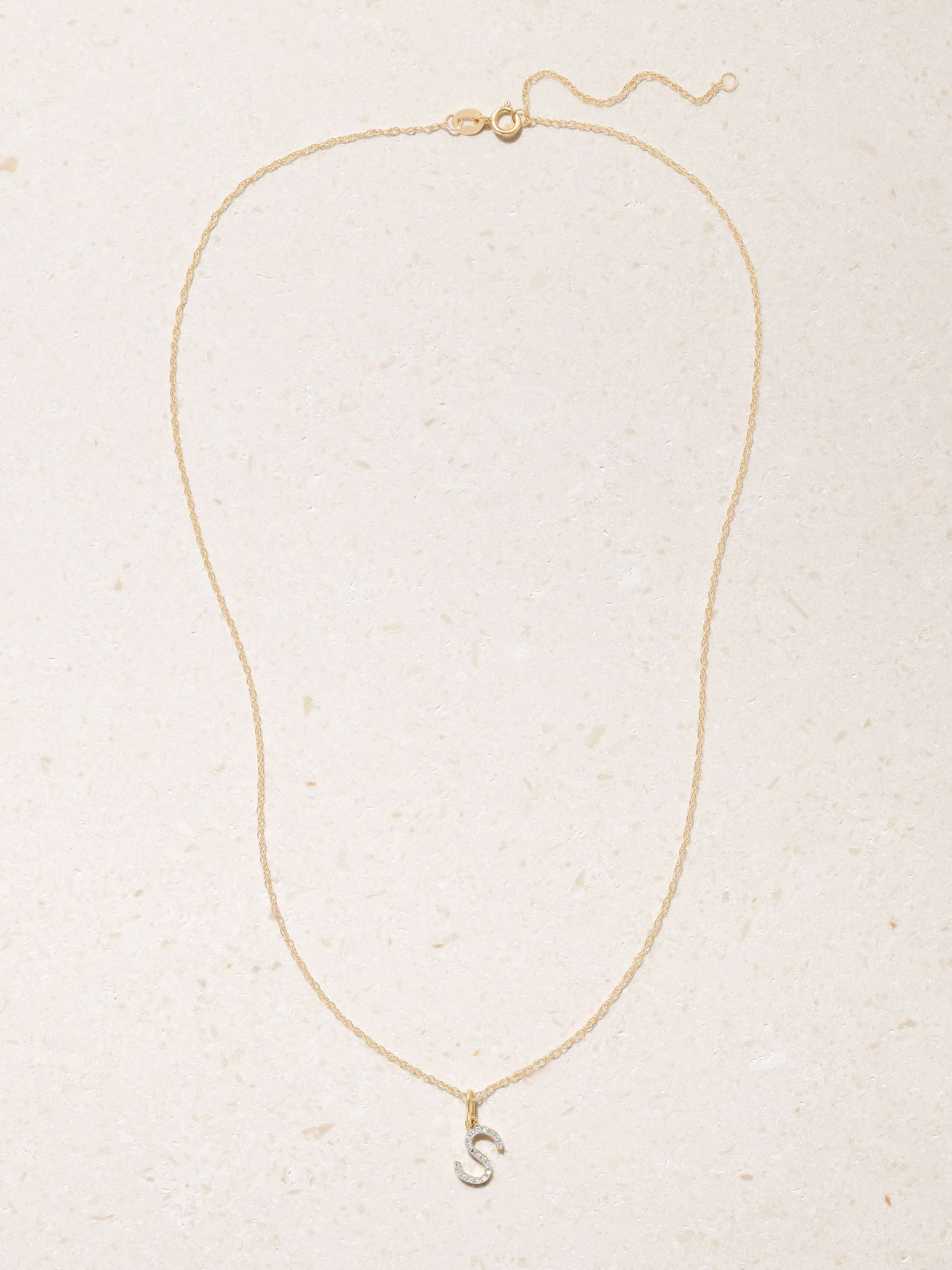 STONE AND STRAND Alphabet 9-karat gold diamond necklace