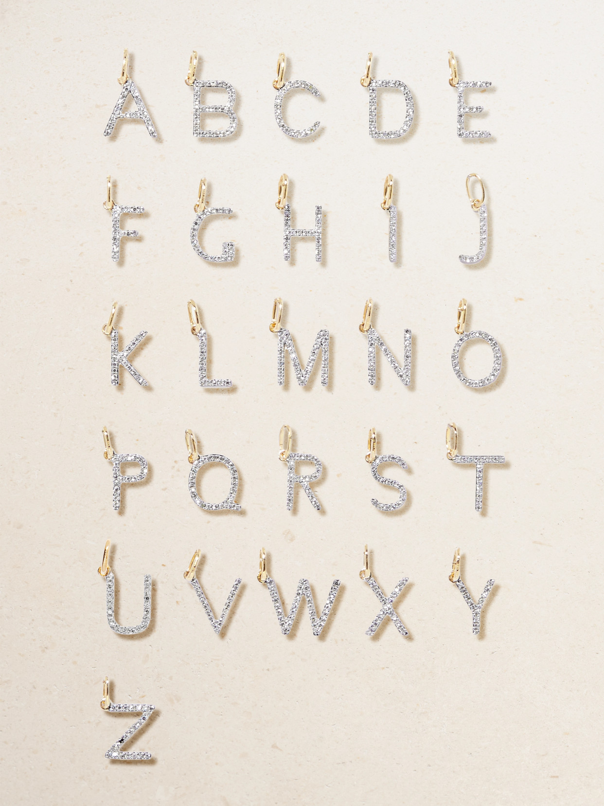 STONE AND STRAND ALPHABET 9-KARAT GOLD DIAMOND NECKLACE