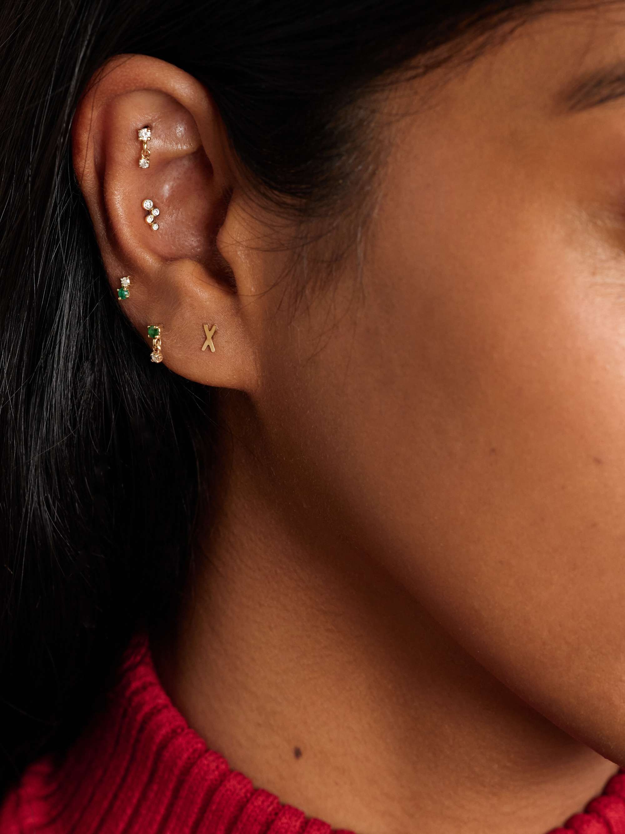 STONE AND STRAND Alphabet gold single earring