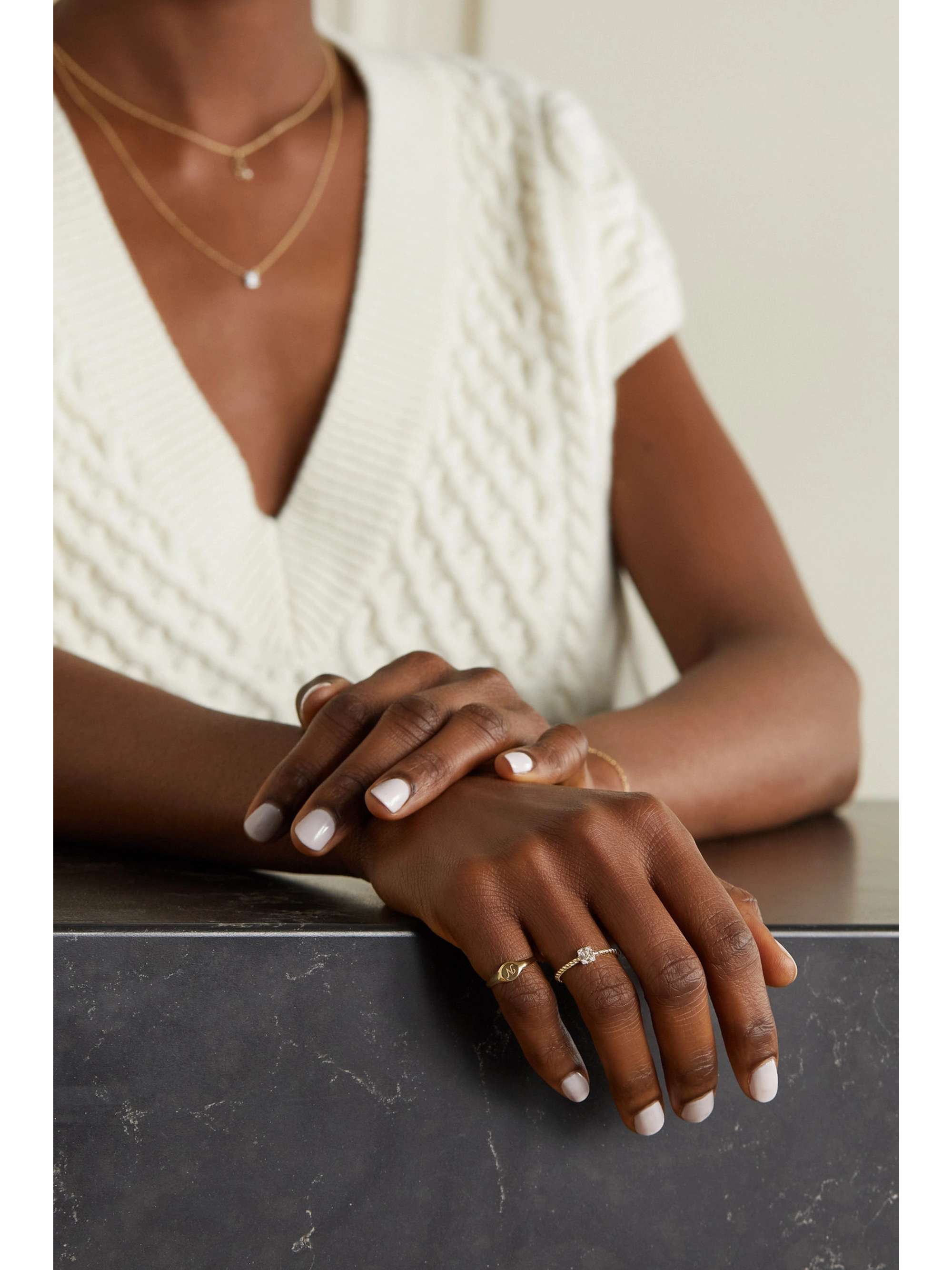 STONE AND STRAND Shield of Strength 9karat gold diamond ring NETA