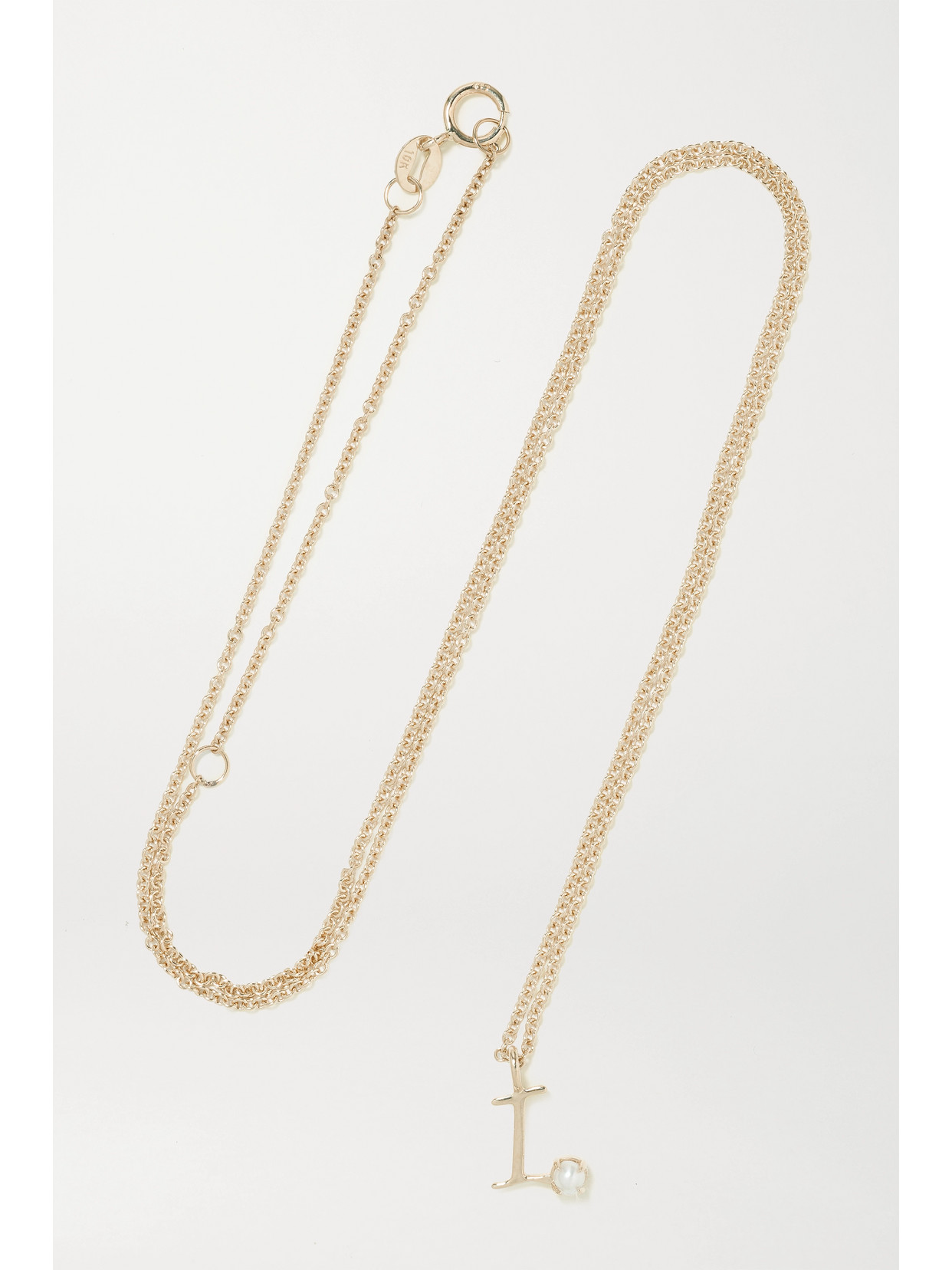 Stone And Strand Alphabet 9-karat Gold Pearl Necklace In Gold