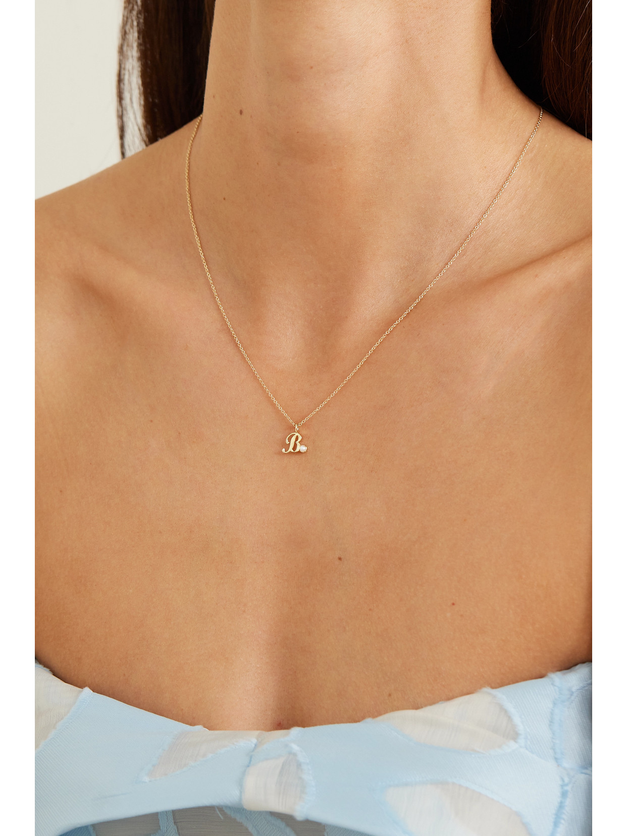 Stone And Strand Alphabet 9-karat Gold Pearl Necklace In Gold