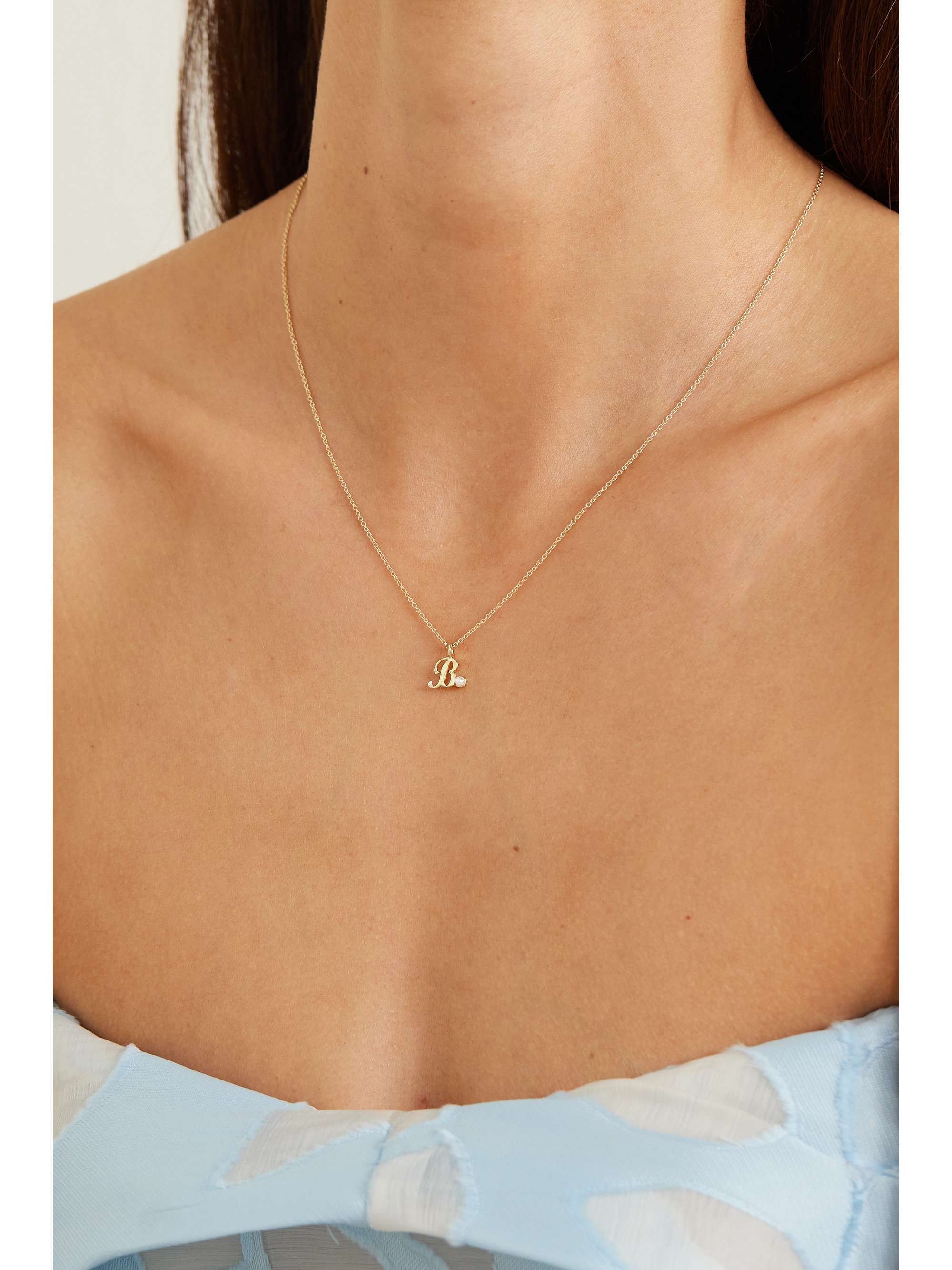 STONE AND STRAND Alphabet 9-karat gold pearl necklace