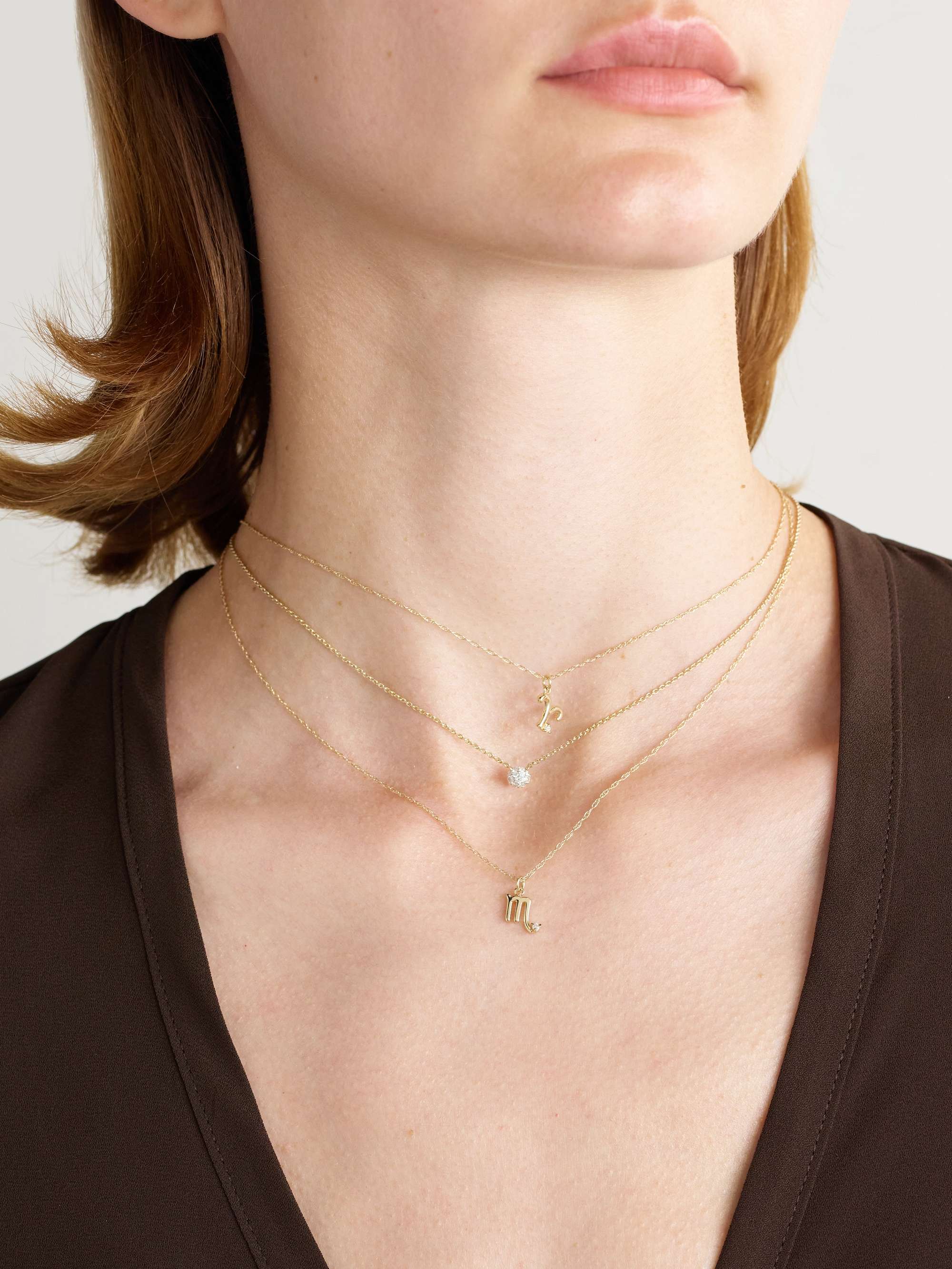 STONE AND STRAND Zodiac 9karat gold diamond necklace NETAPORTER