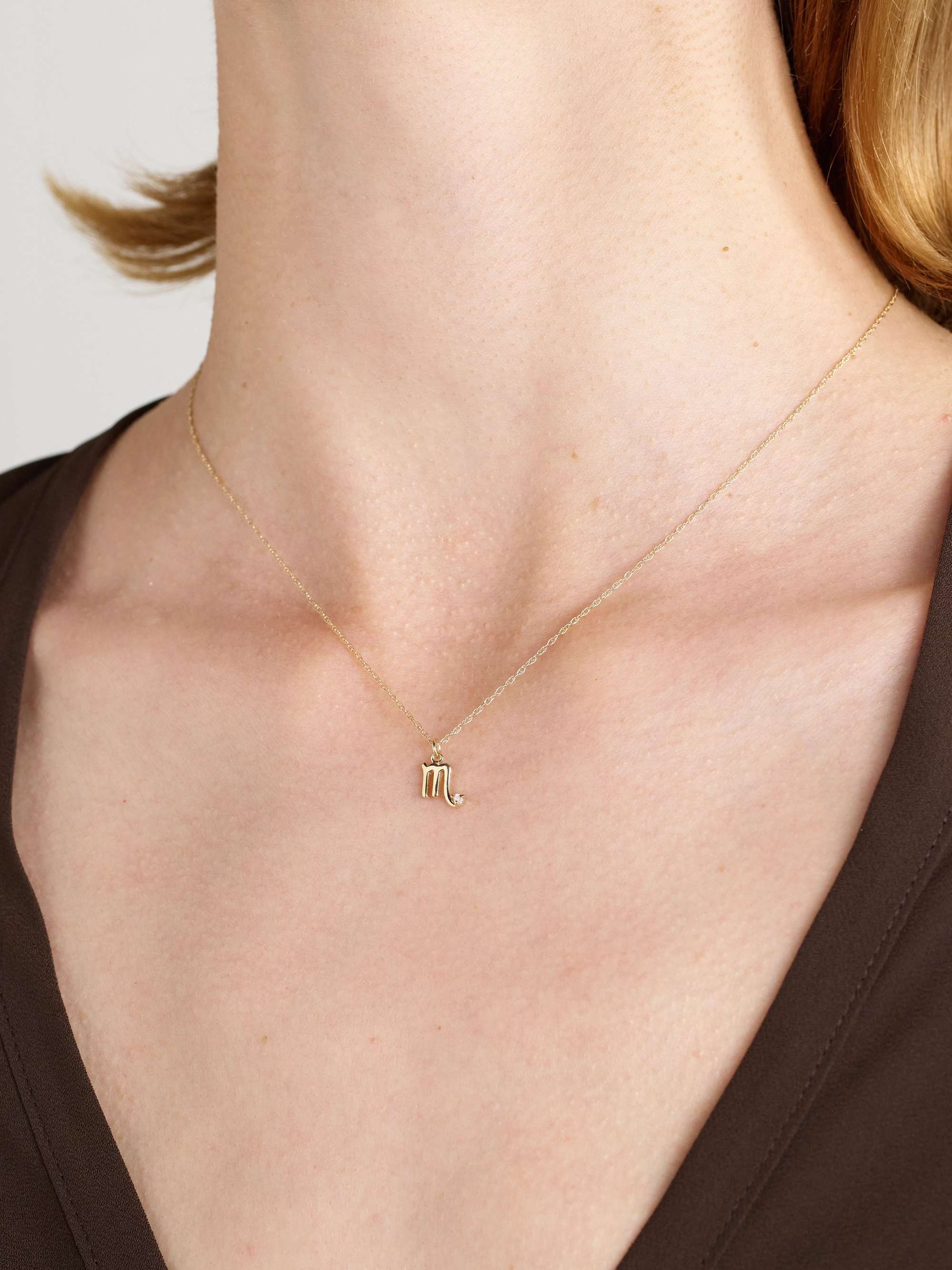 STONE AND STRAND Zodiac 9-karat gold diamond necklace