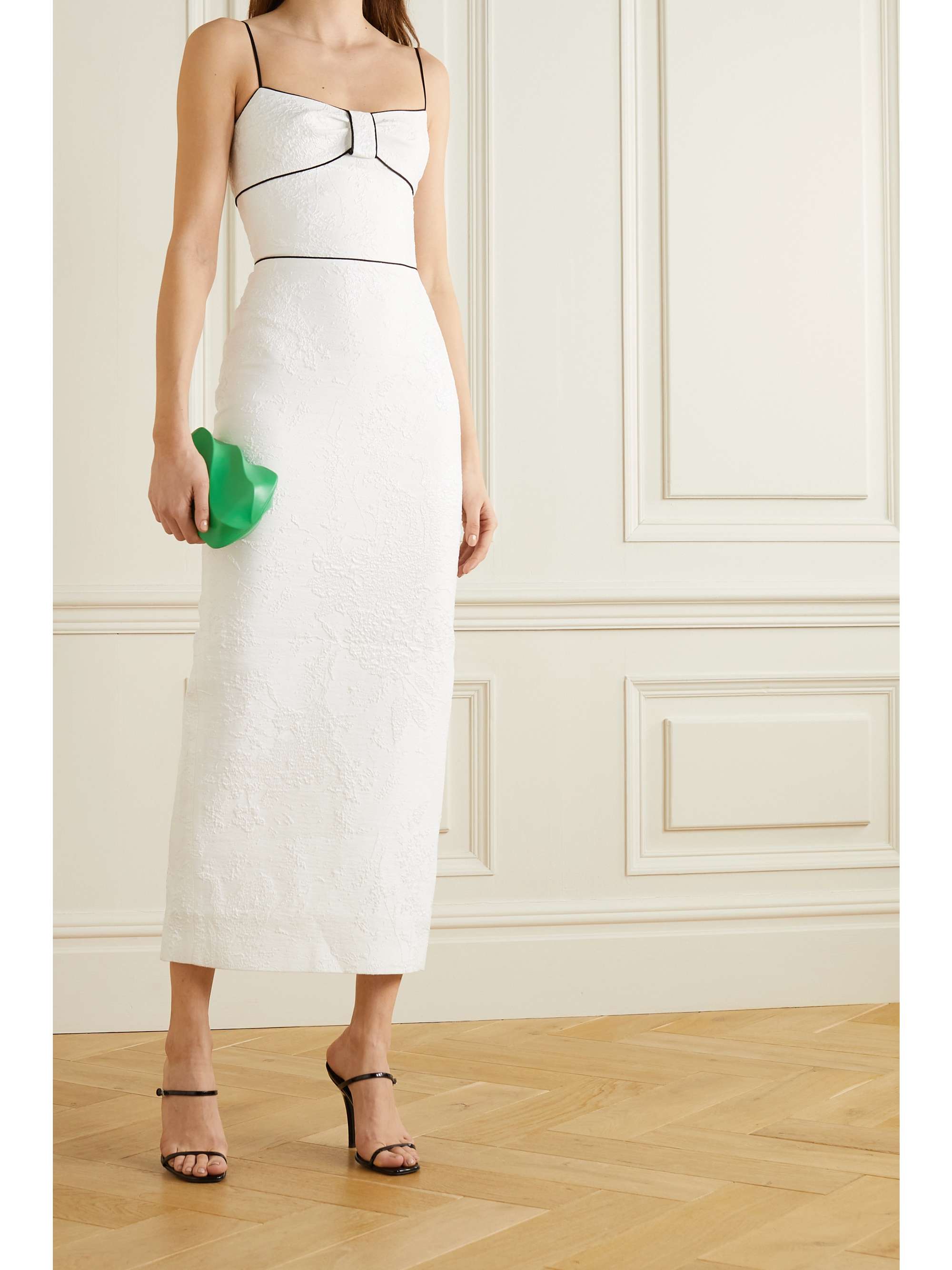RASARIO Piped metallic floral-jacquard maxi dress