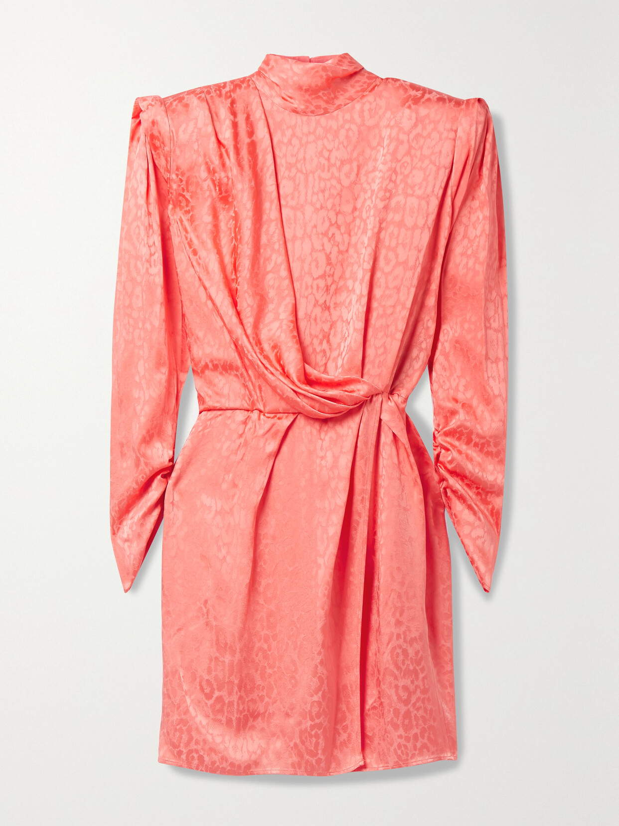 DUNDAS Montana Draped Wrap-effect Satin-jacquard Mini Dress