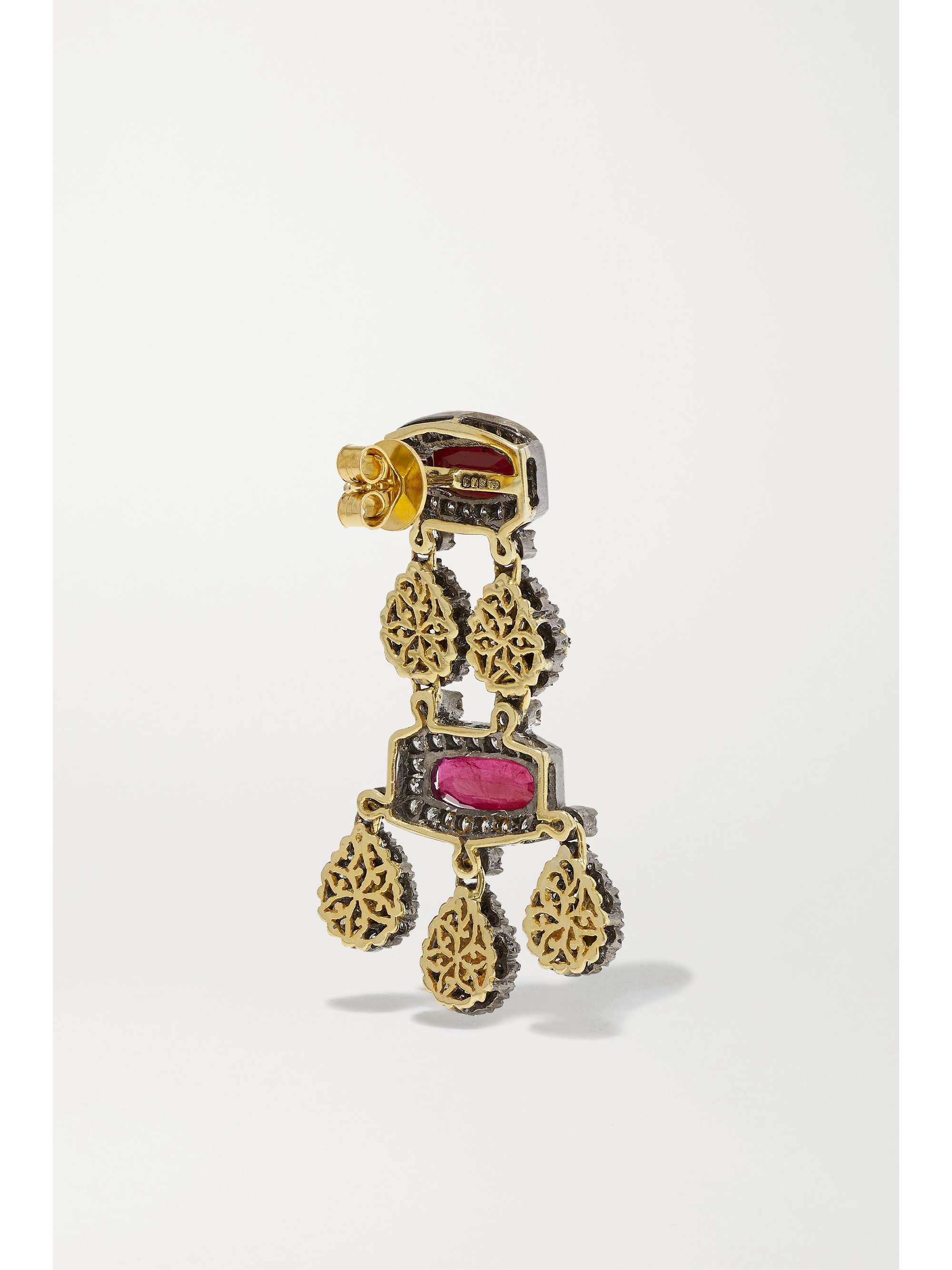 AMRAPALI LONDON Sterling silver-plated 18-karat gold, ruby and diamond earrings