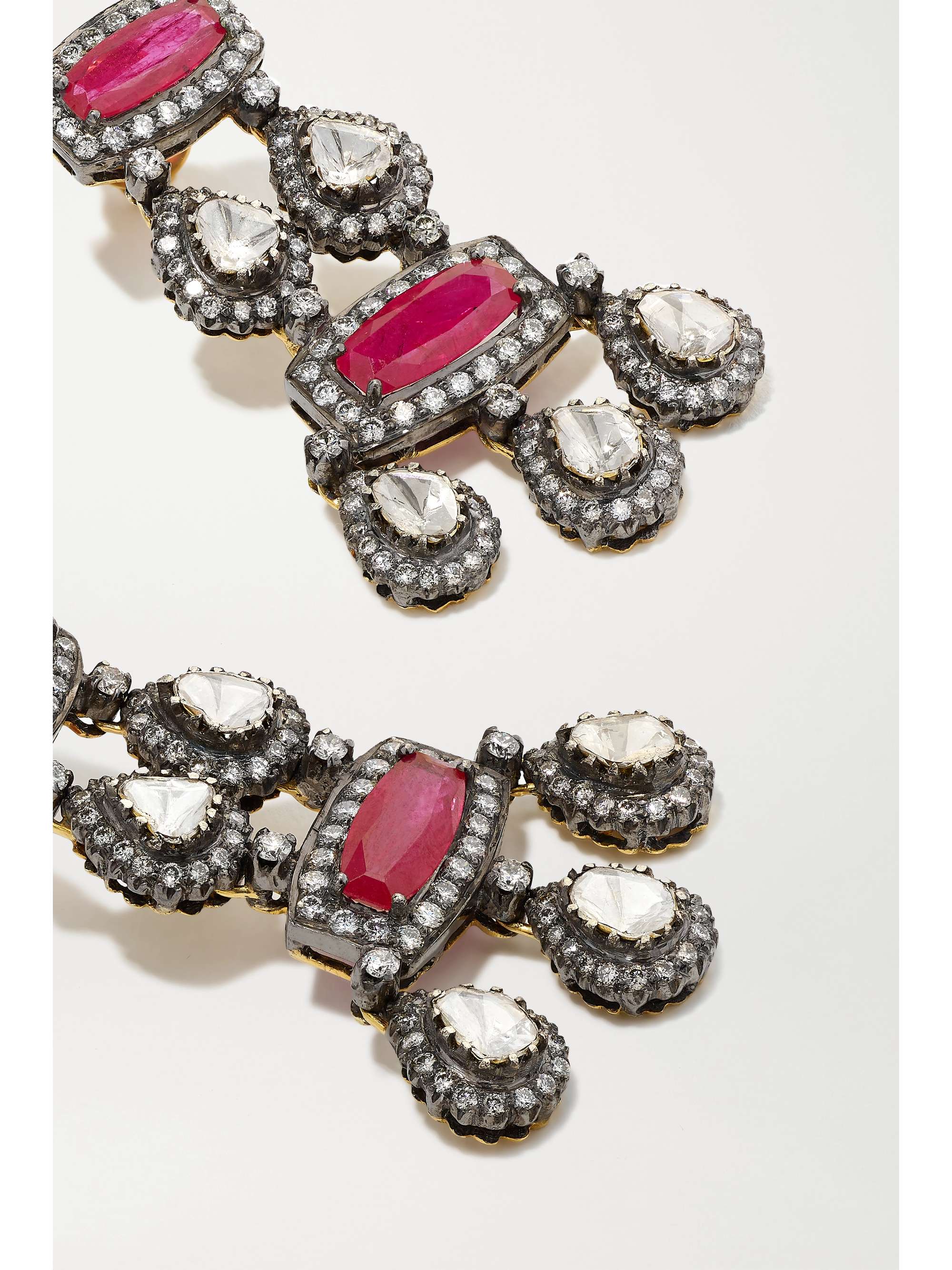 AMRAPALI LONDON Sterling silver-plated 18-karat gold, ruby and diamond earrings