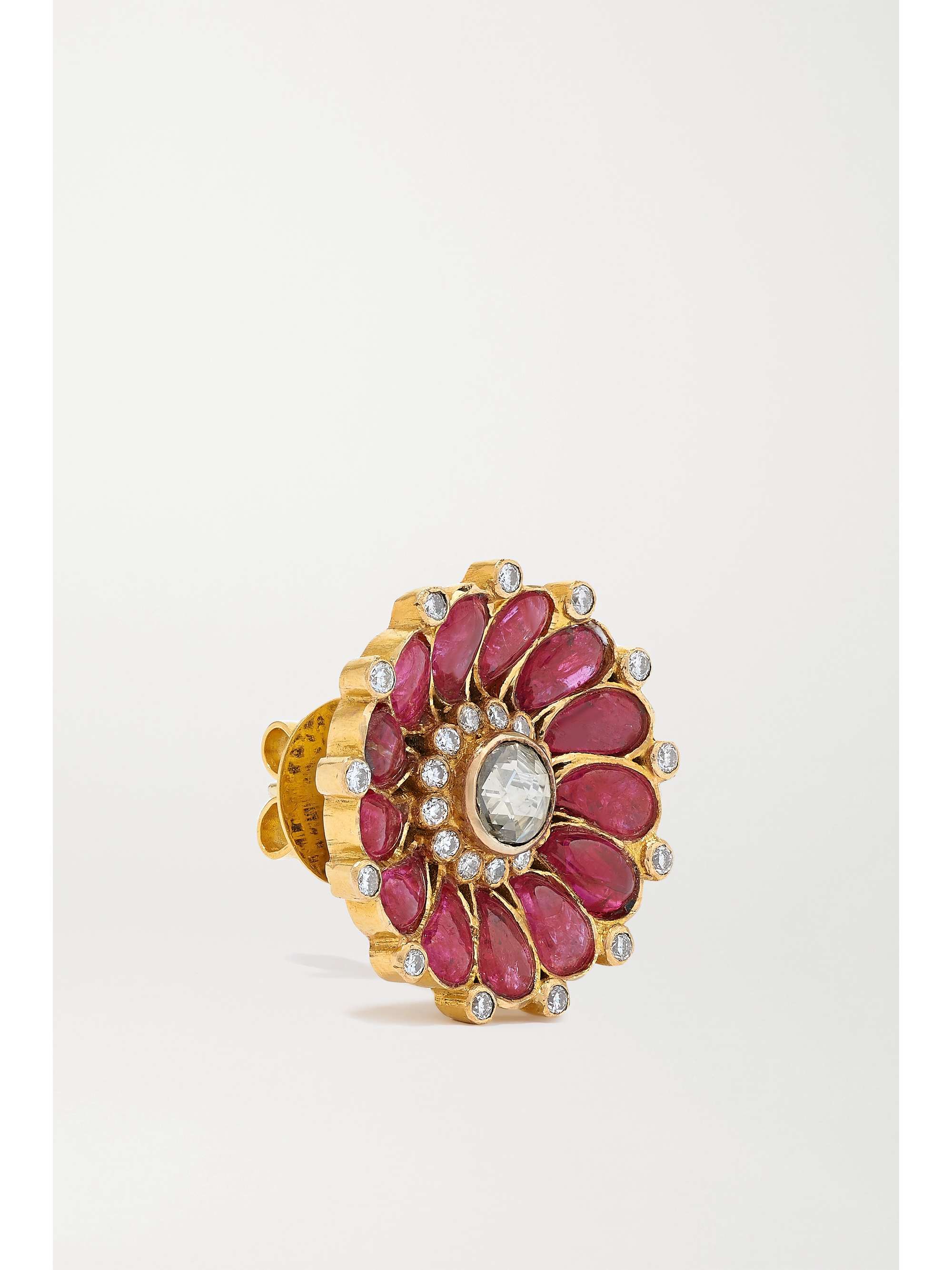 AMRAPALI LONDON 18-karat gold, ruby and diamond earrings