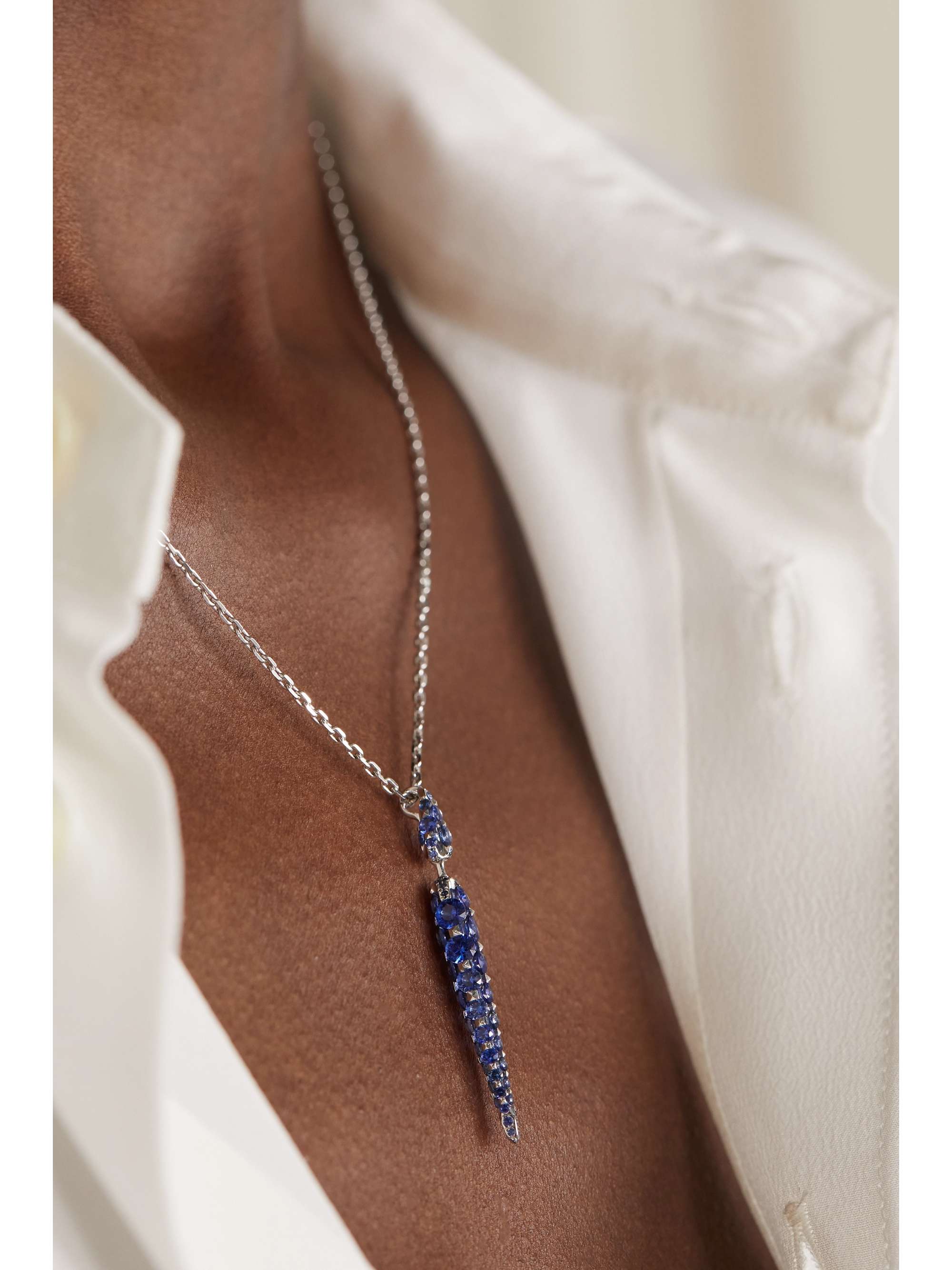 BOGHOSSIAN Merveilles Icicle 18-karat white gold sapphire necklace