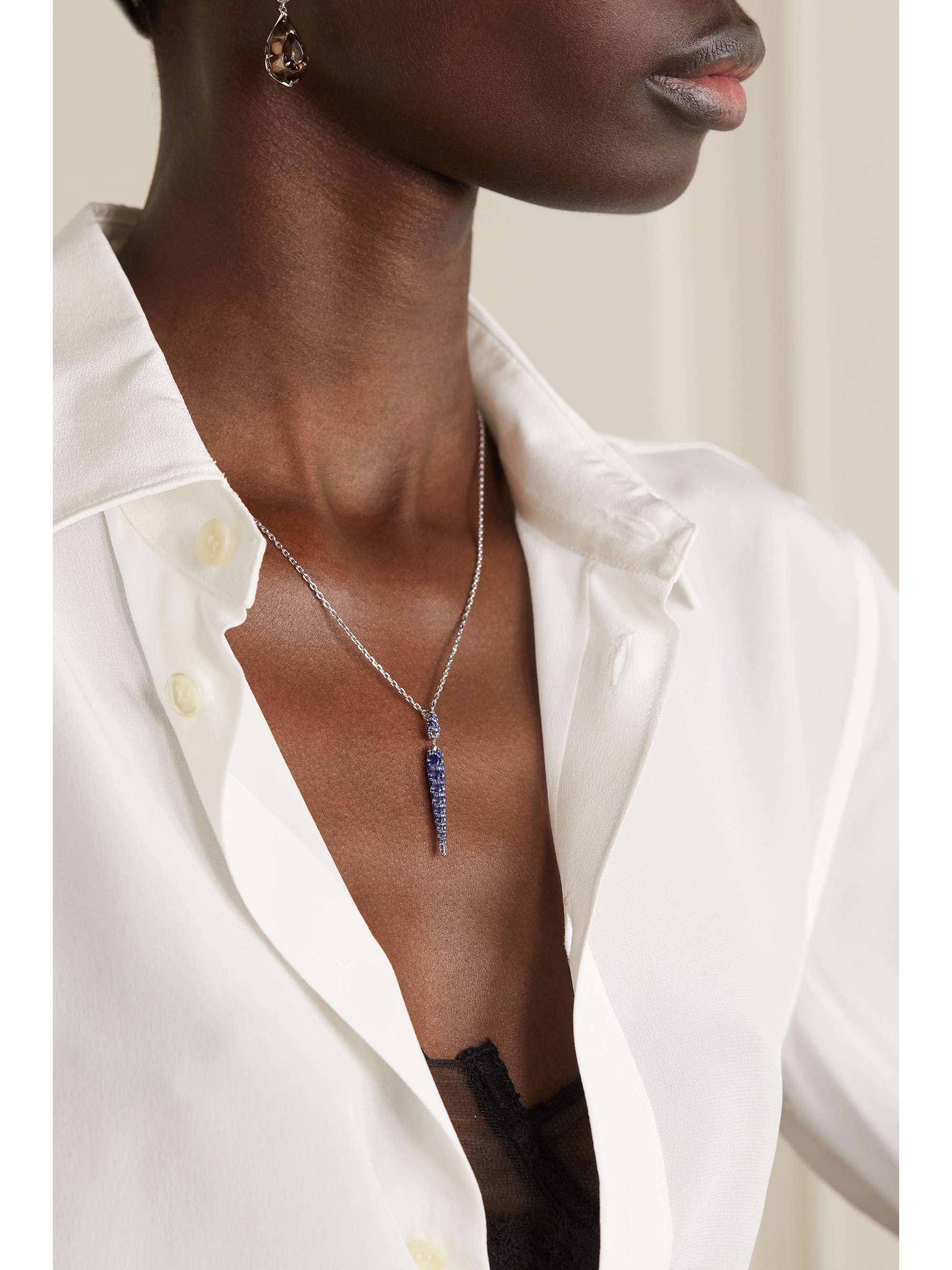 BOGHOSSIAN Merveilles Icicle 18-karat white gold sapphire necklace