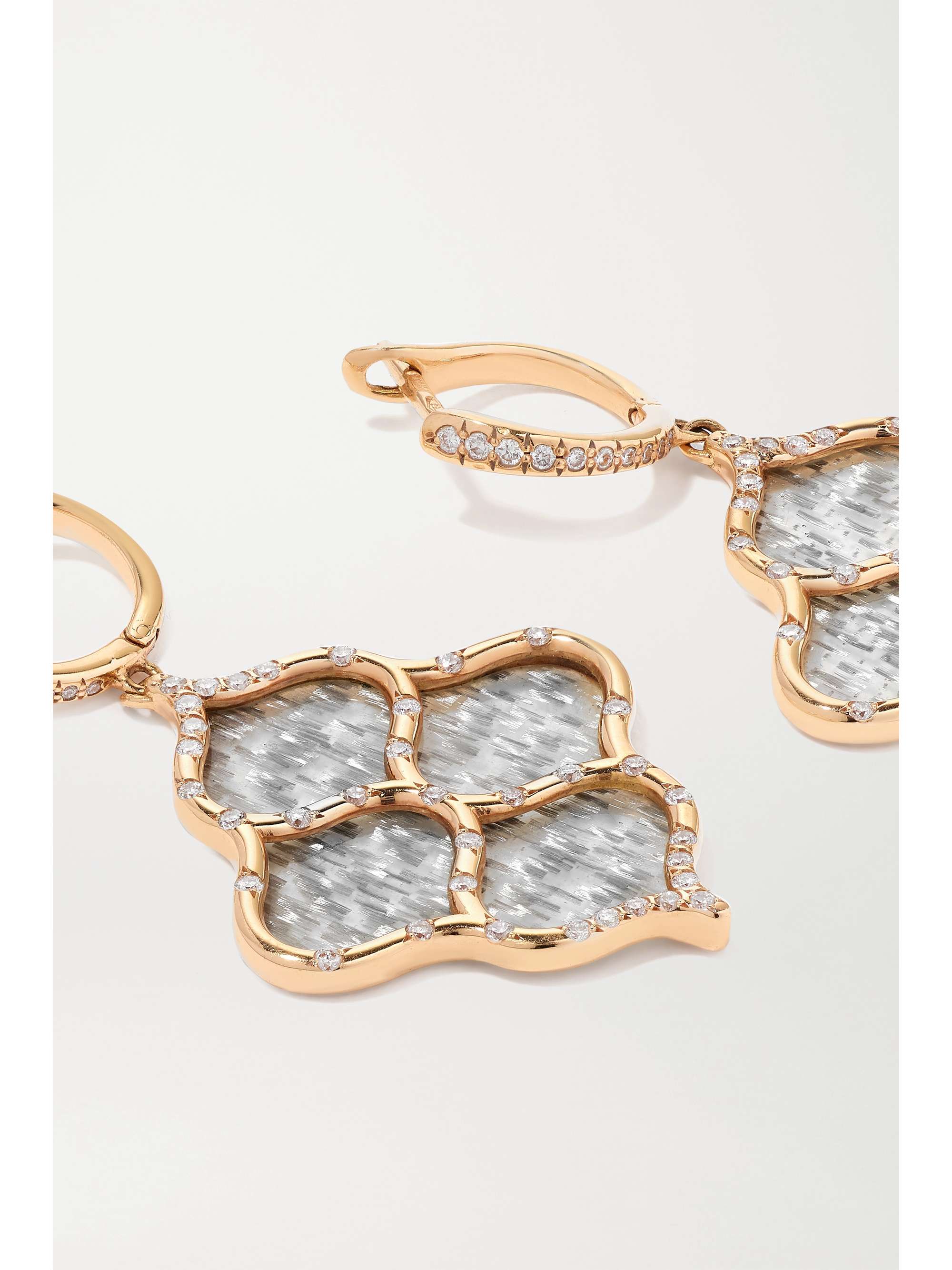 BOGHOSSIAN 18-karat rose gold, titanium fiber and diamond earrings