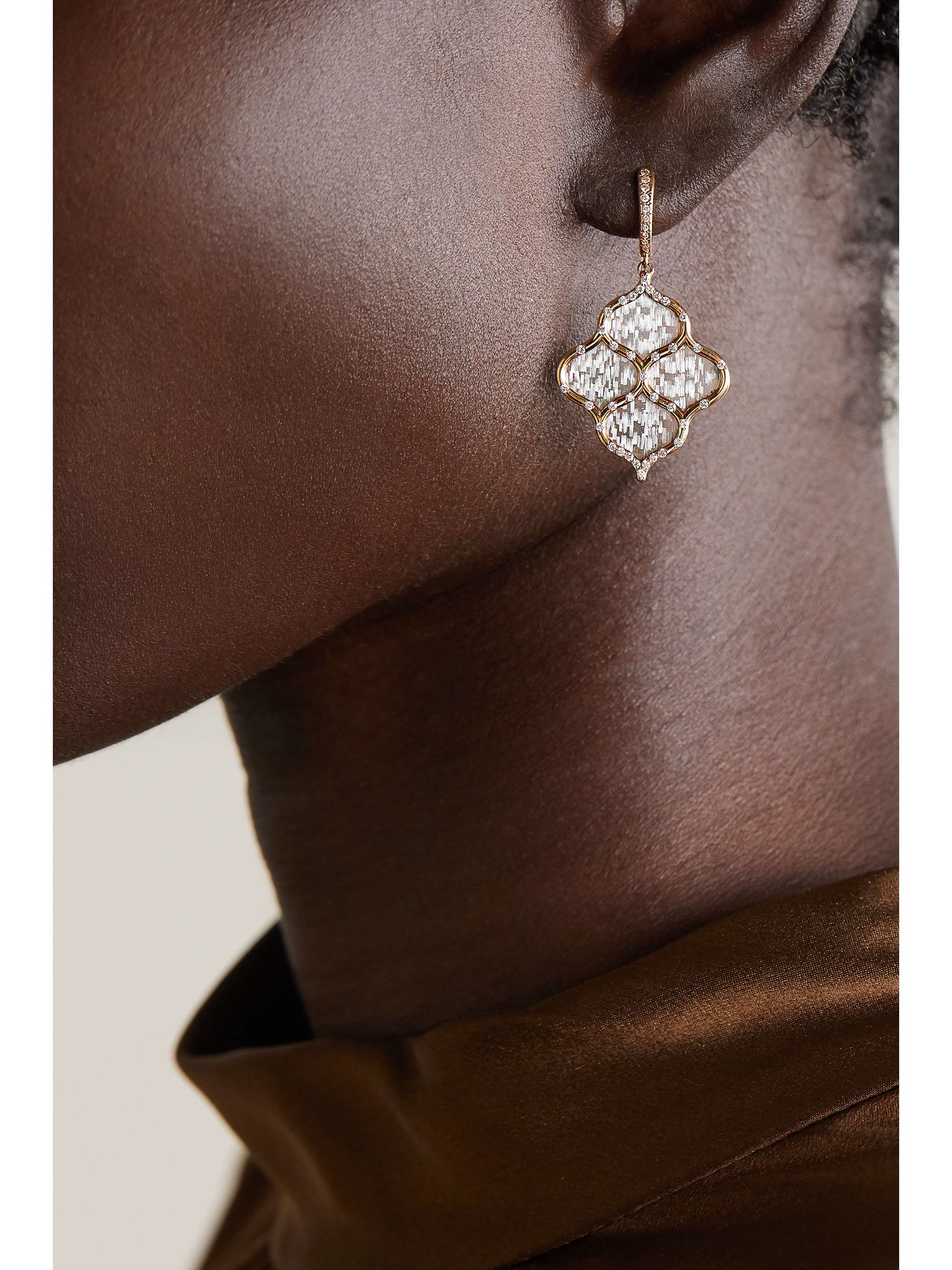 BOGHOSSIAN 18-karat rose gold, titanium fiber and diamond earrings