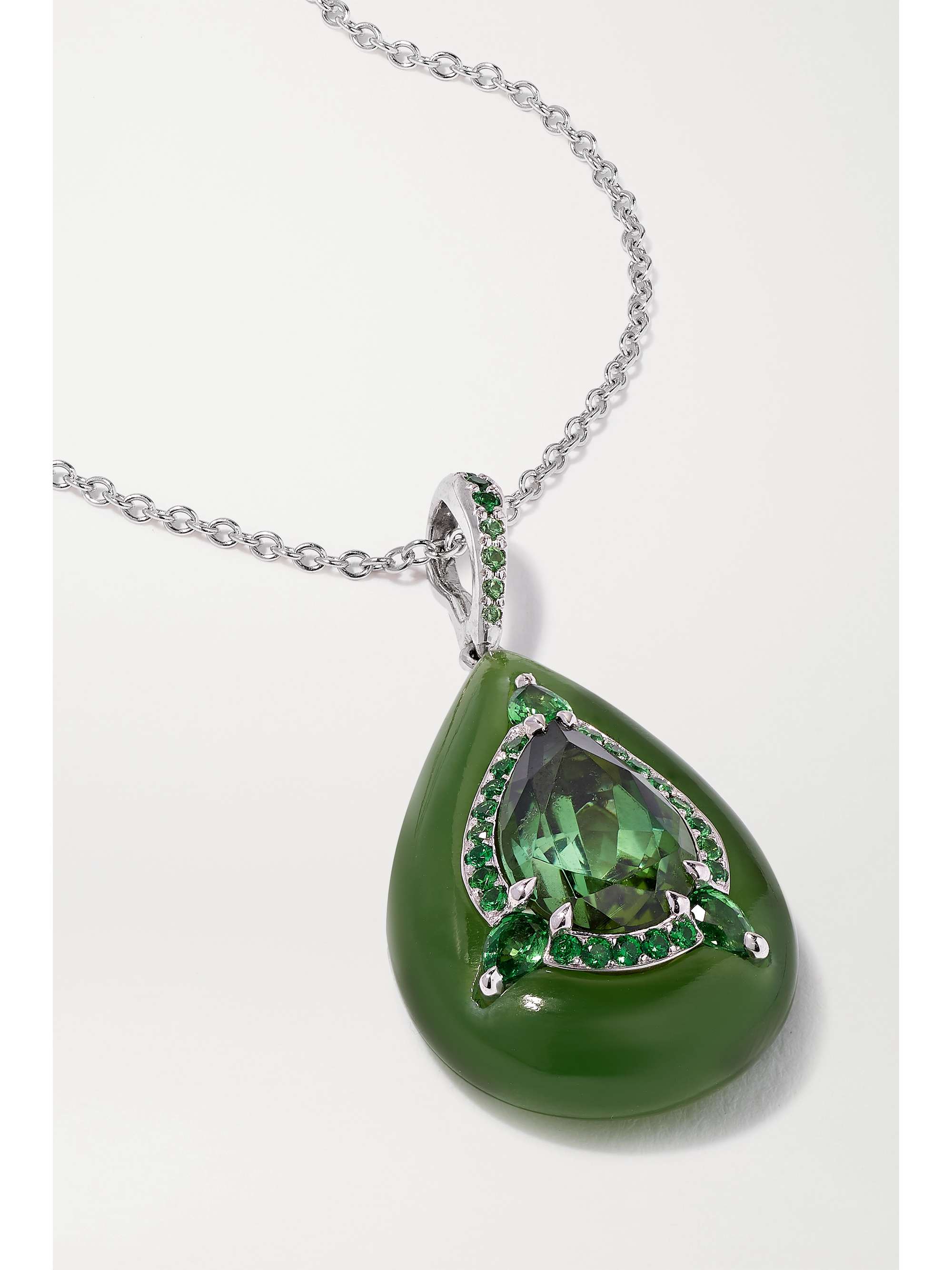 BOGHOSSIAN 18-karat white gold multi-stone necklace