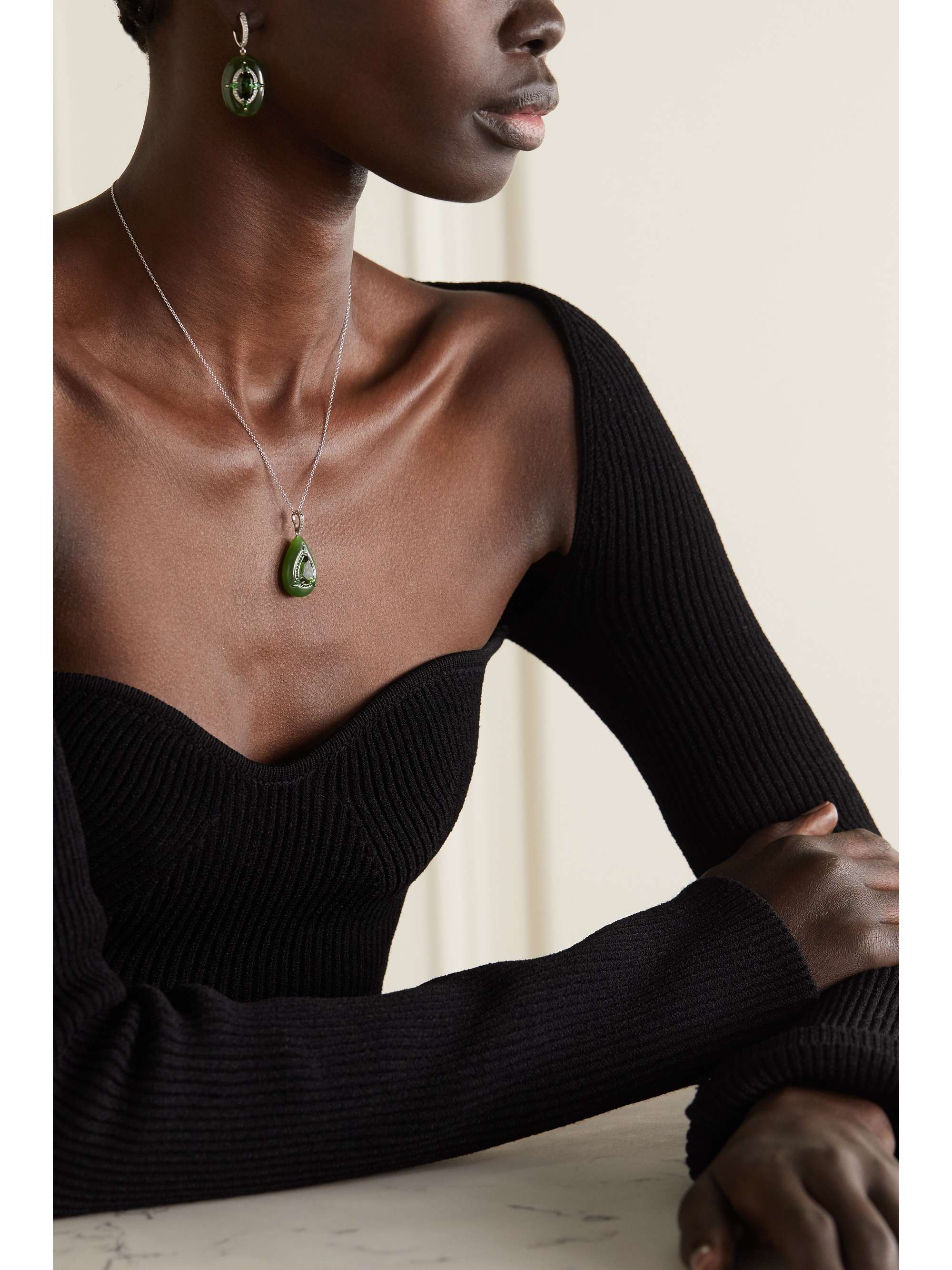 BOGHOSSIAN 18-karat white gold multi-stone necklace