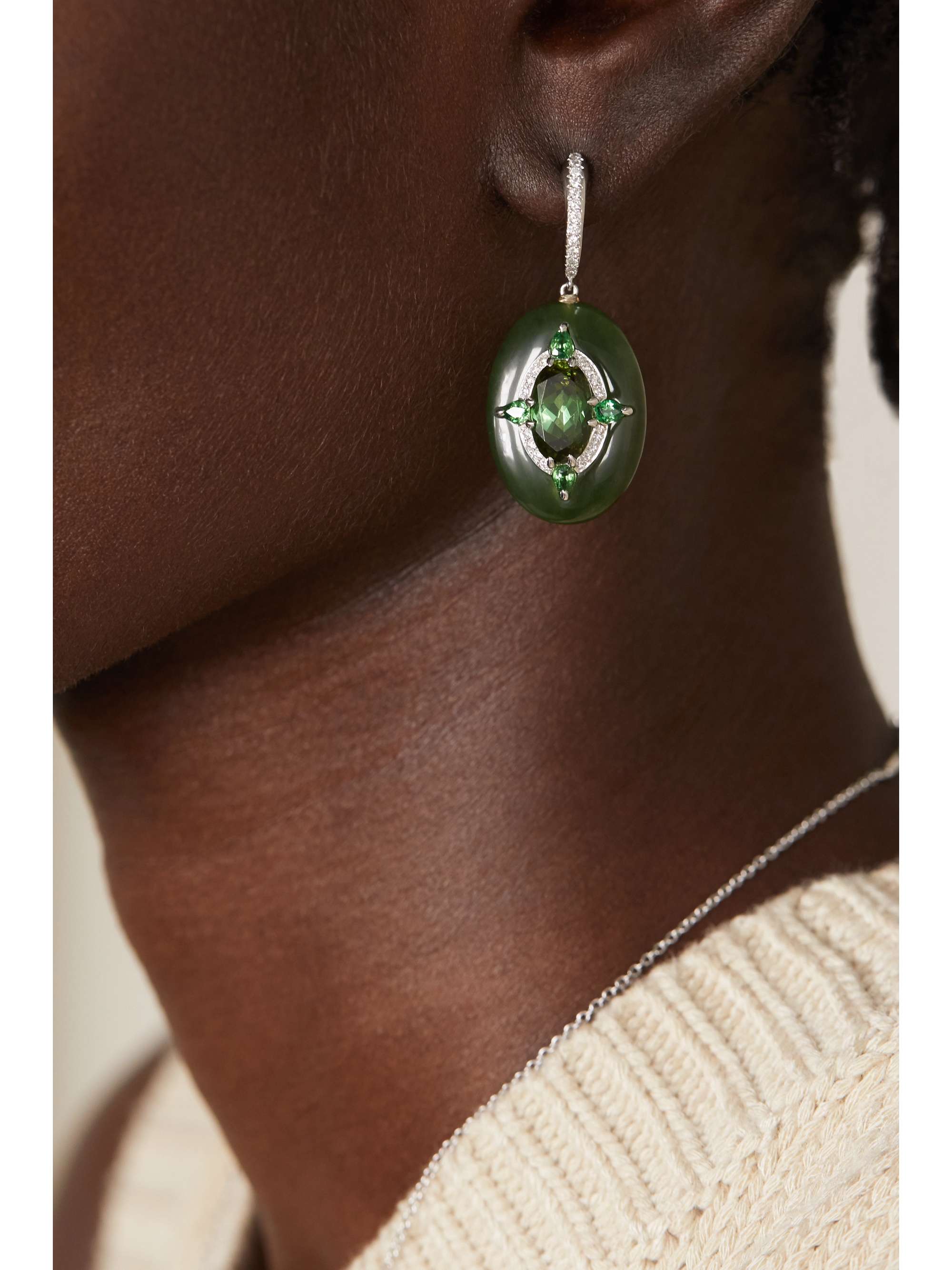 BOGHOSSIAN Reveal 18-karat white gold multi-stone hoop earrings