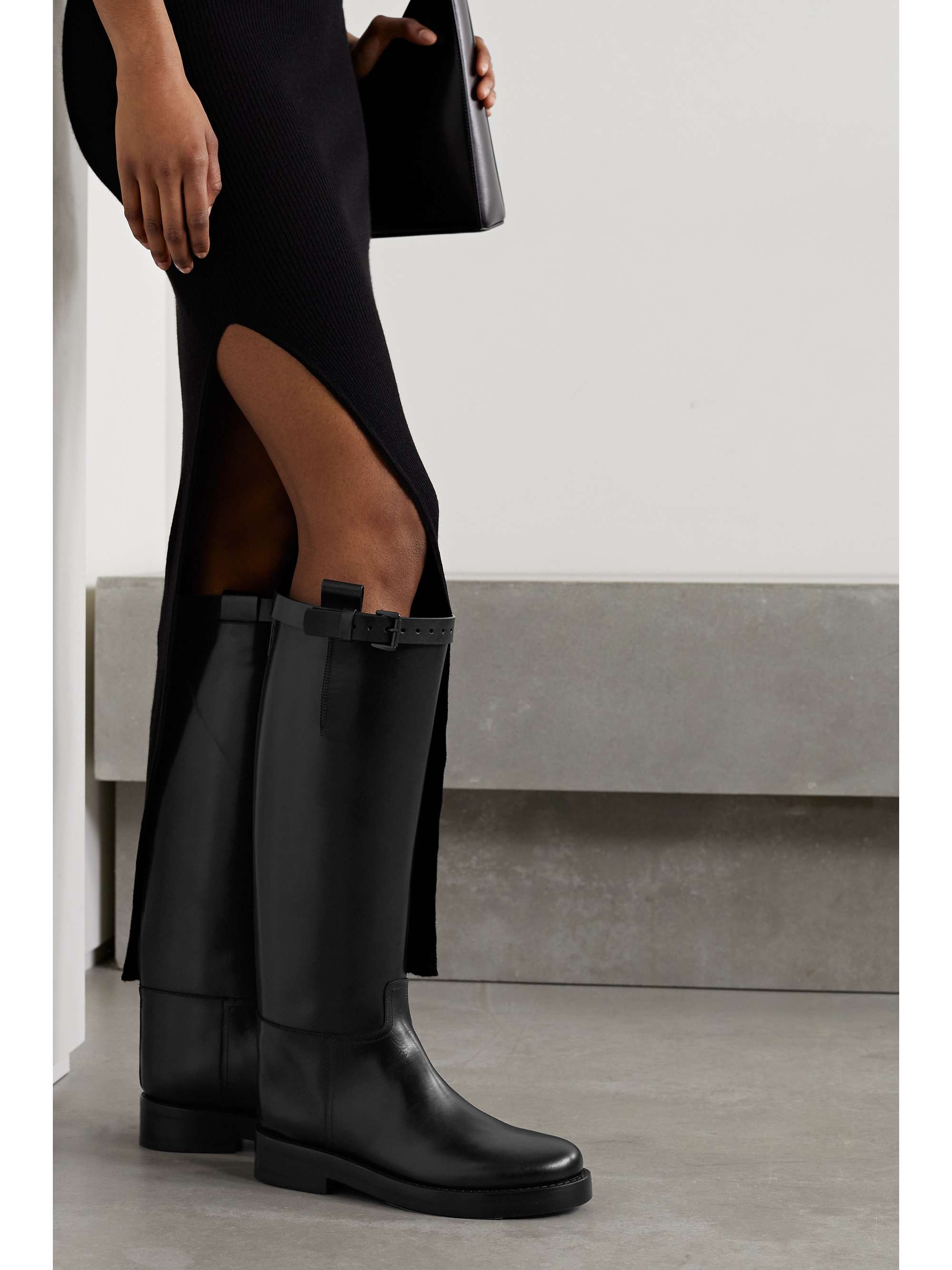 ANN DEMEULEMEESTER Buckled leather knee boots | NET-A-PORTER