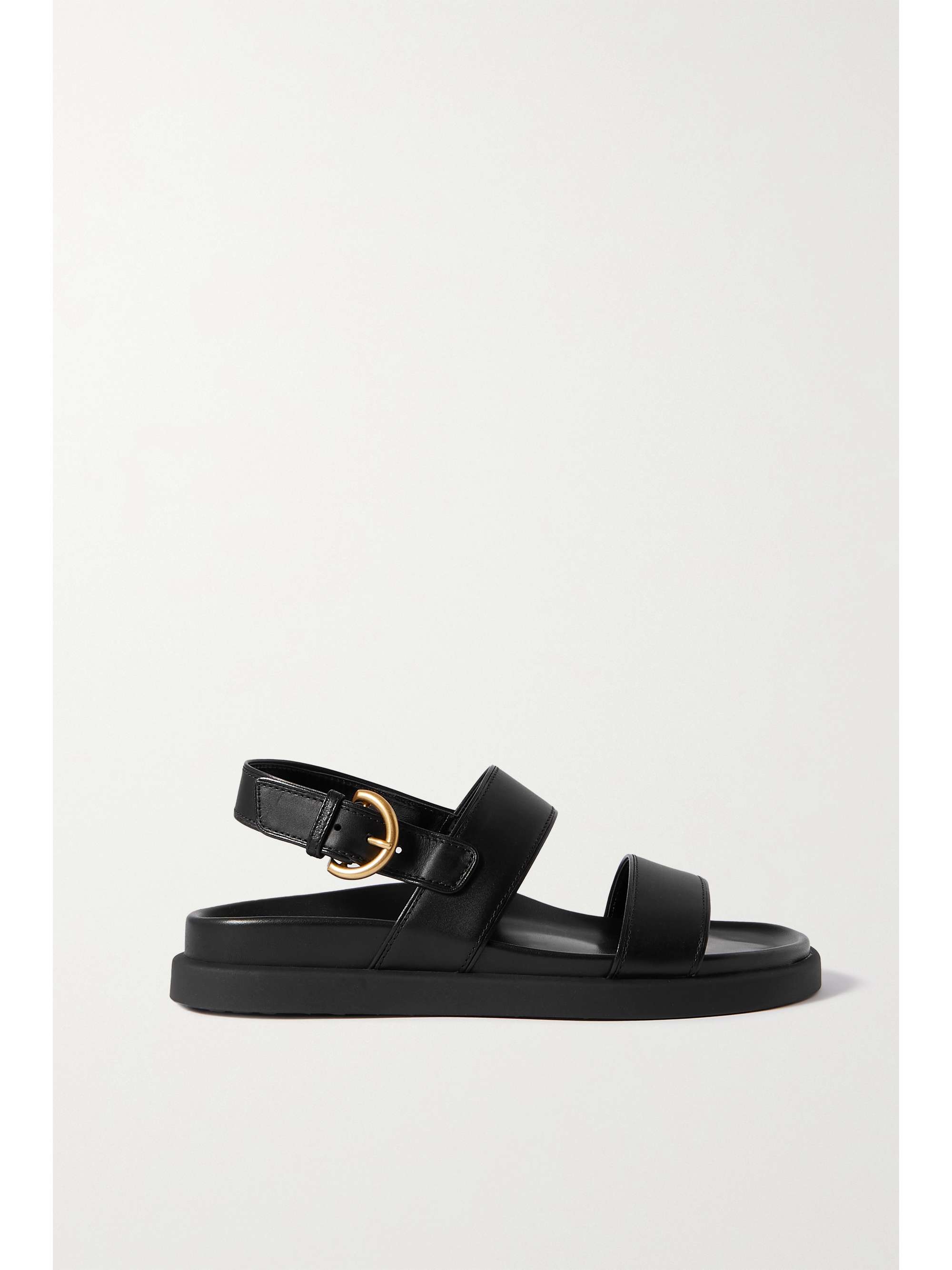 black leather sandals