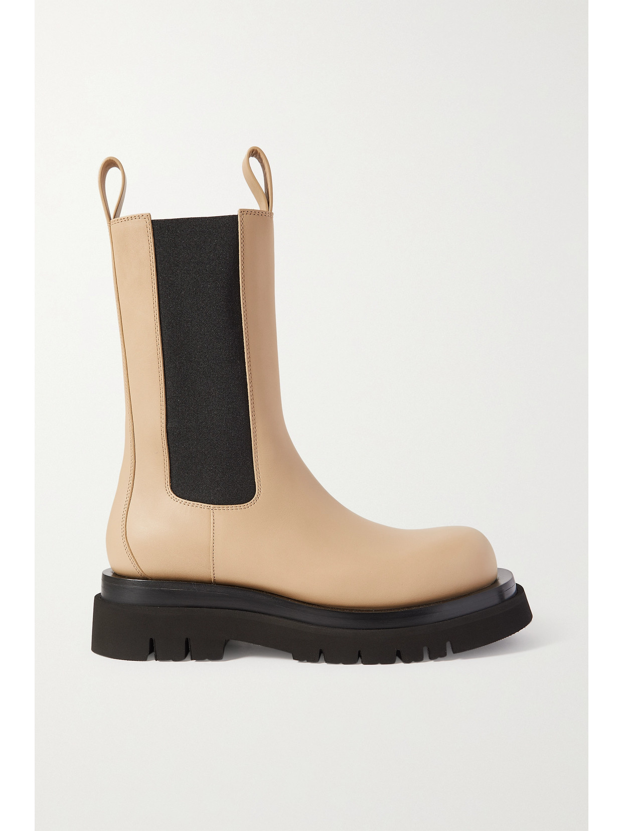 BOTTEGA VENETA LUG RUBBER-TRIMMED LEATHER CHELSEA BOOTS