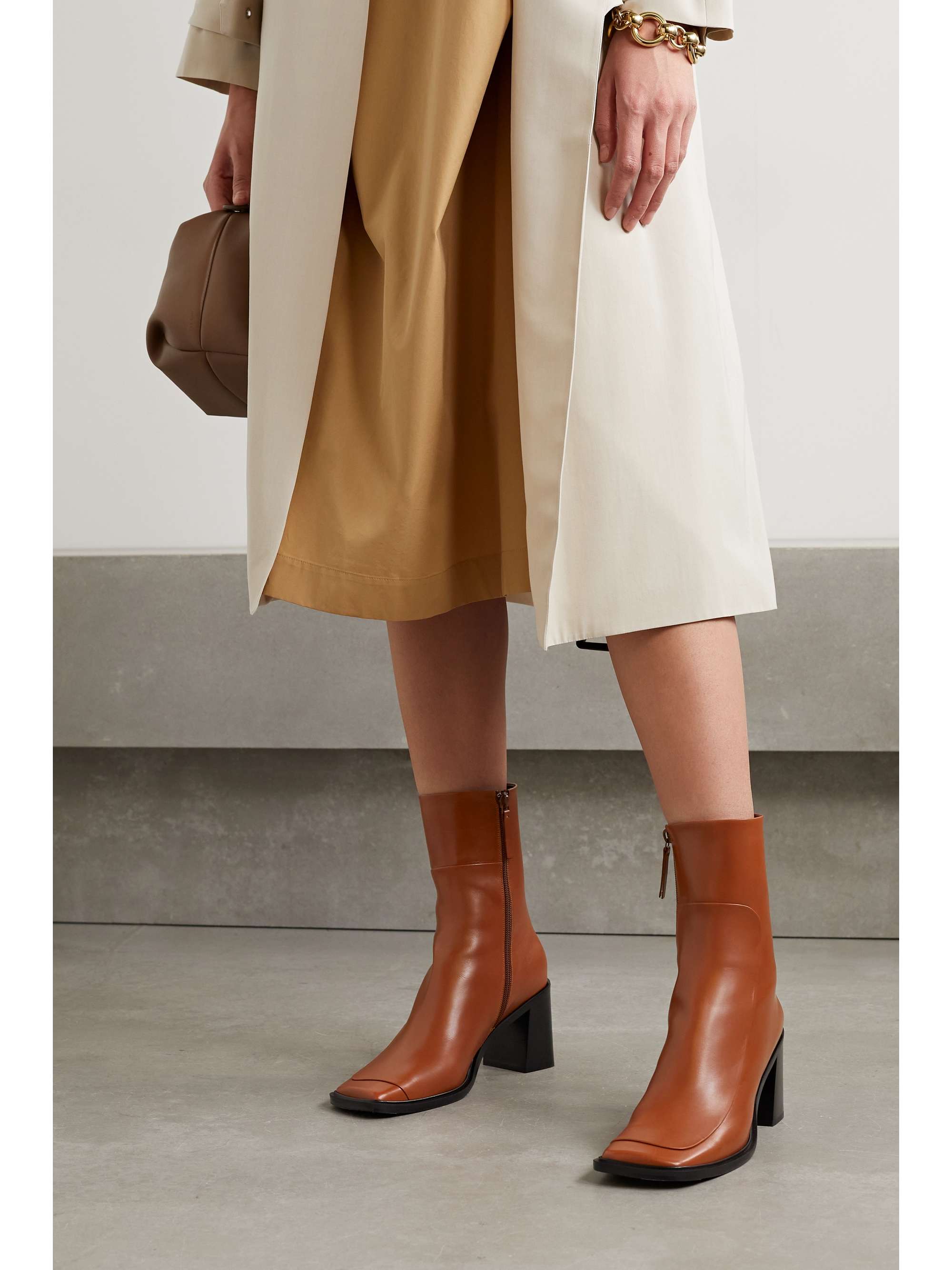 THE ROW Patch paneled leather ankle boots