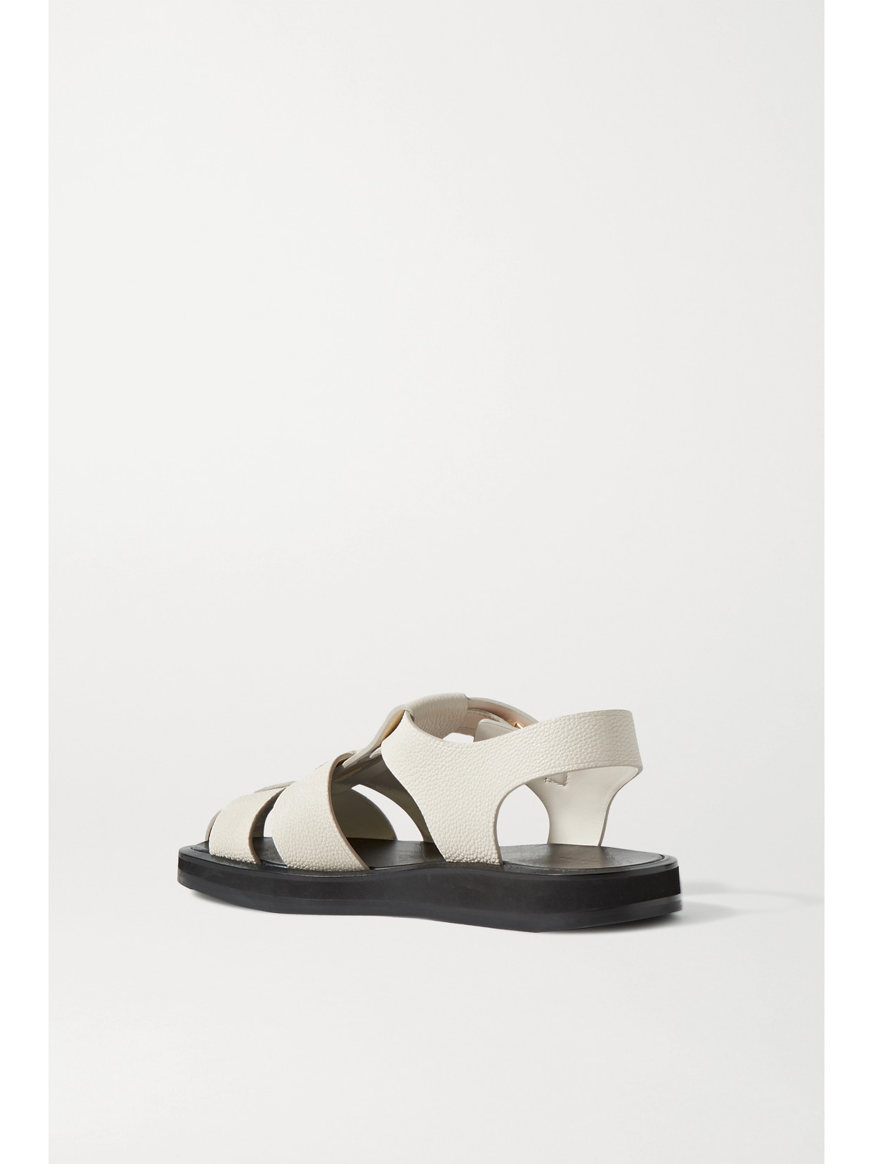 Shop The Row Fisherman Woven Textured-leather Sandals In Off-white