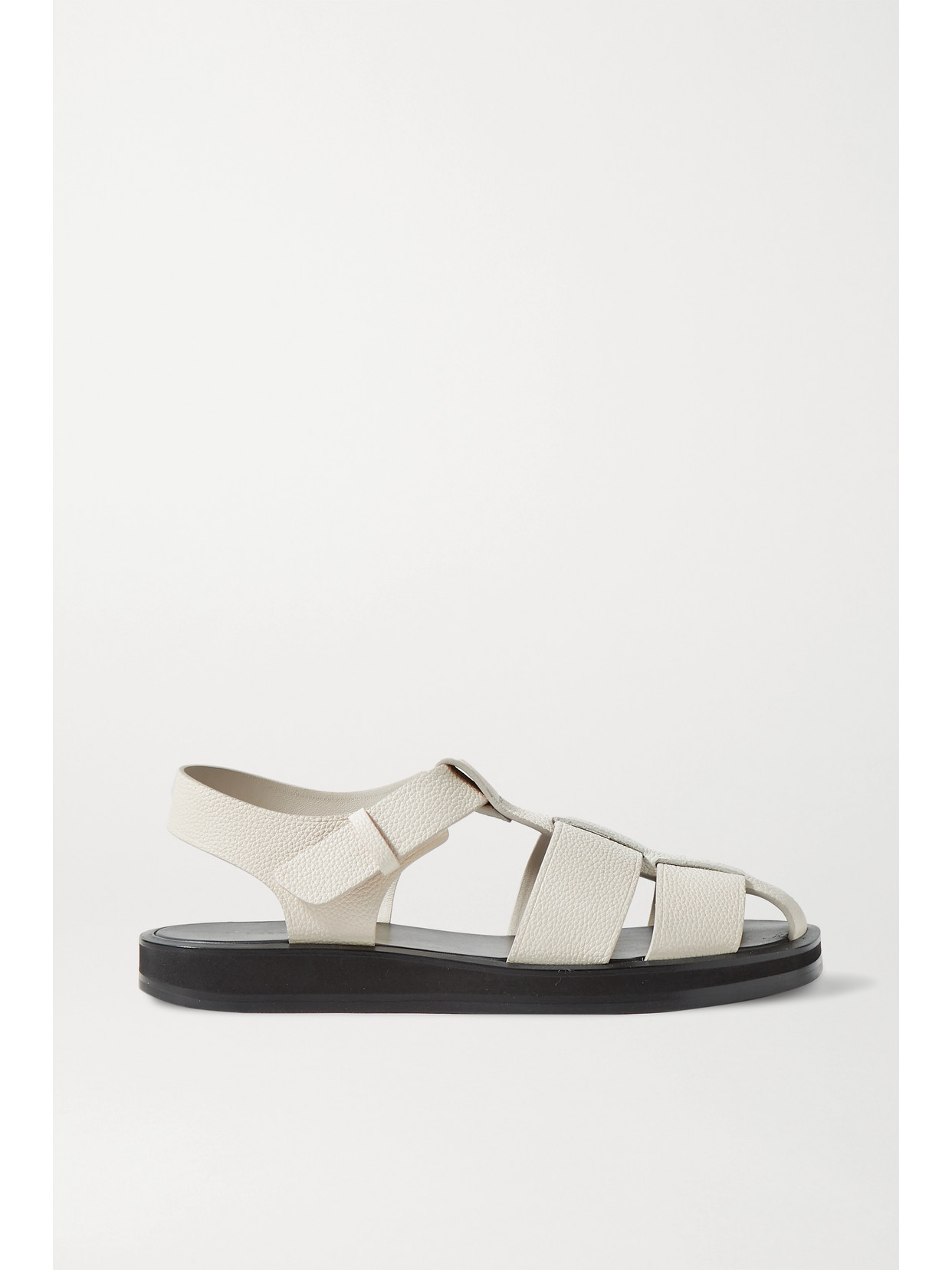 Shop The Row Fisherman Woven Textured-leather Sandals In Off-white