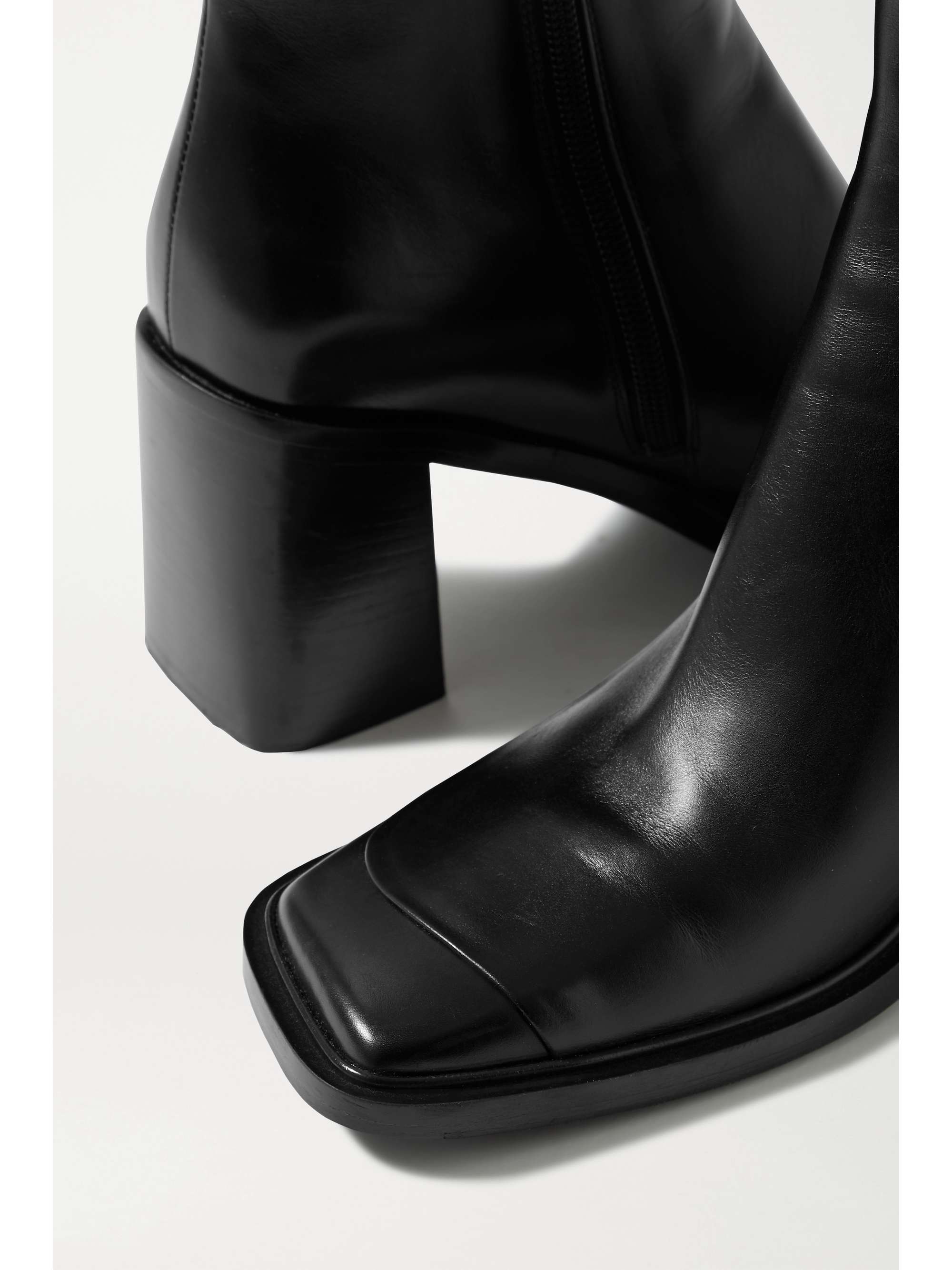 THE ROW Patch paneled leather ankle boots