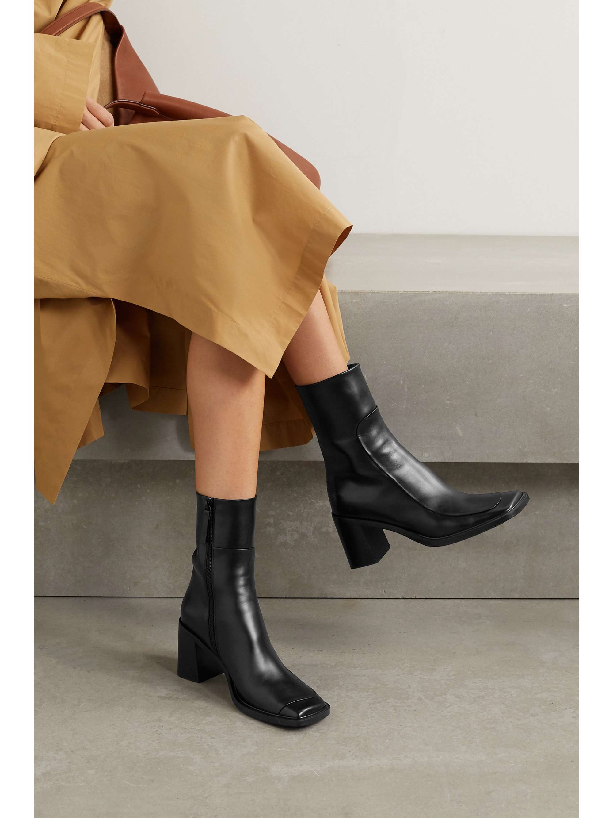 THE ROW Patch paneled leather ankle boots