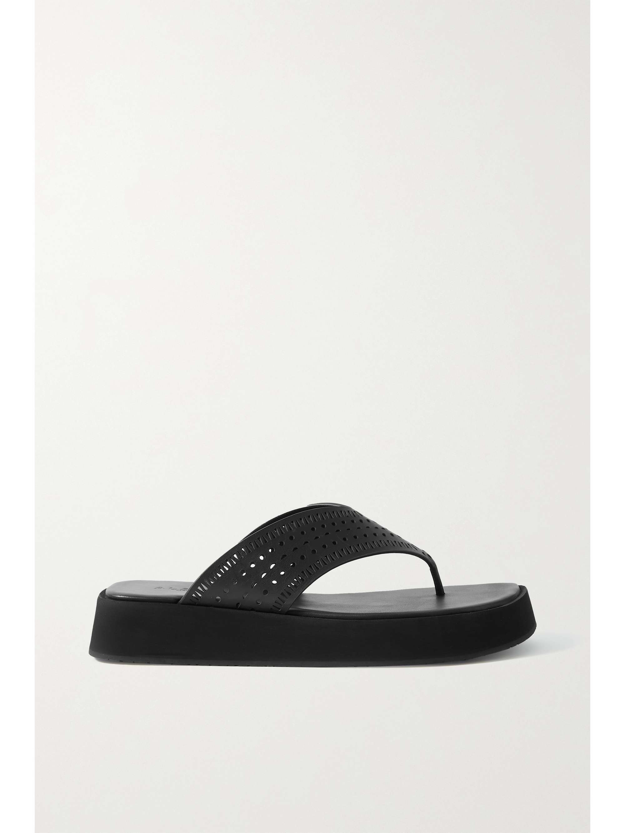 laser-cut leather platform flip flops 