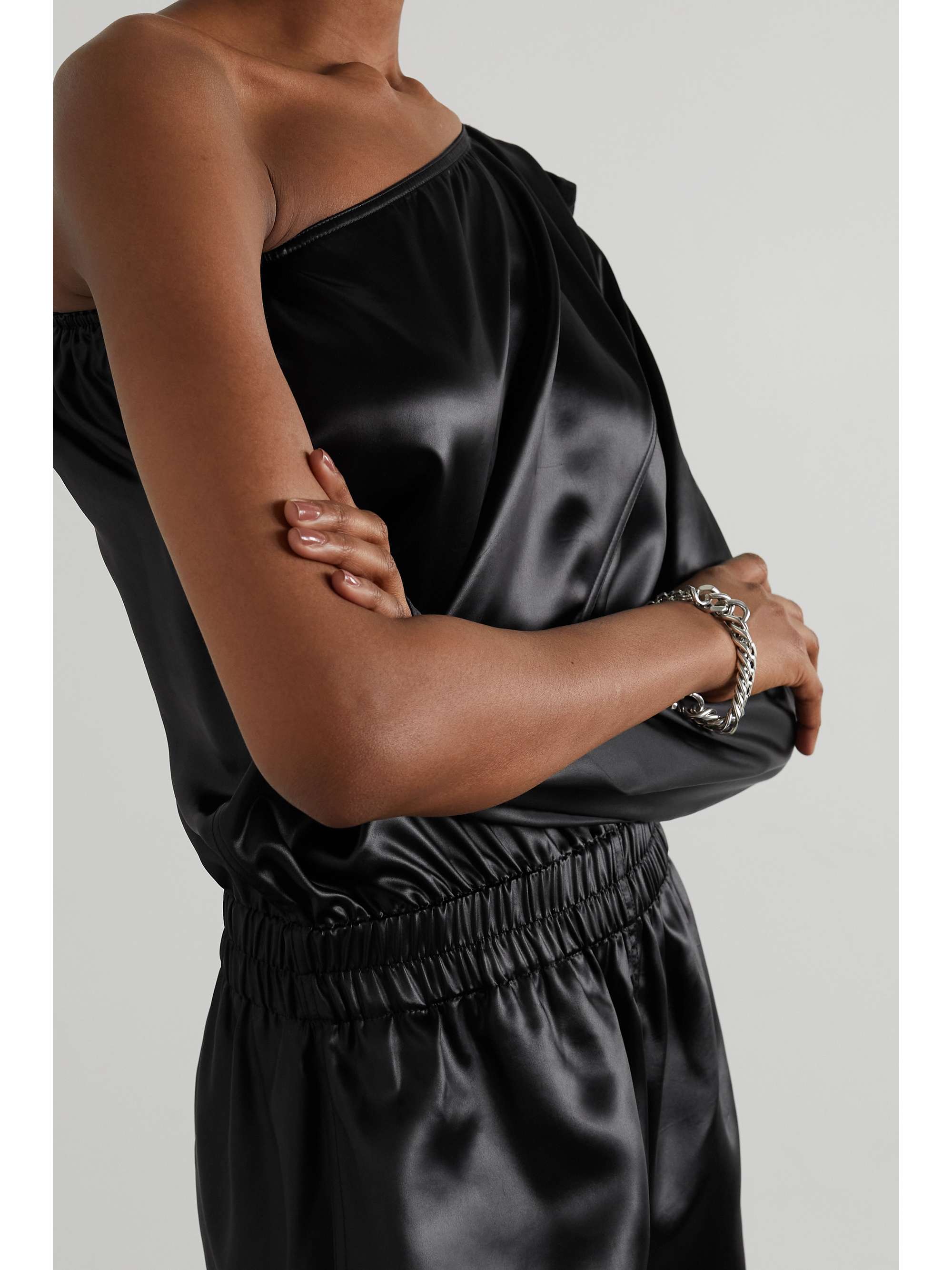 RICK OWENS Convertible one-sleeve satin playsuit