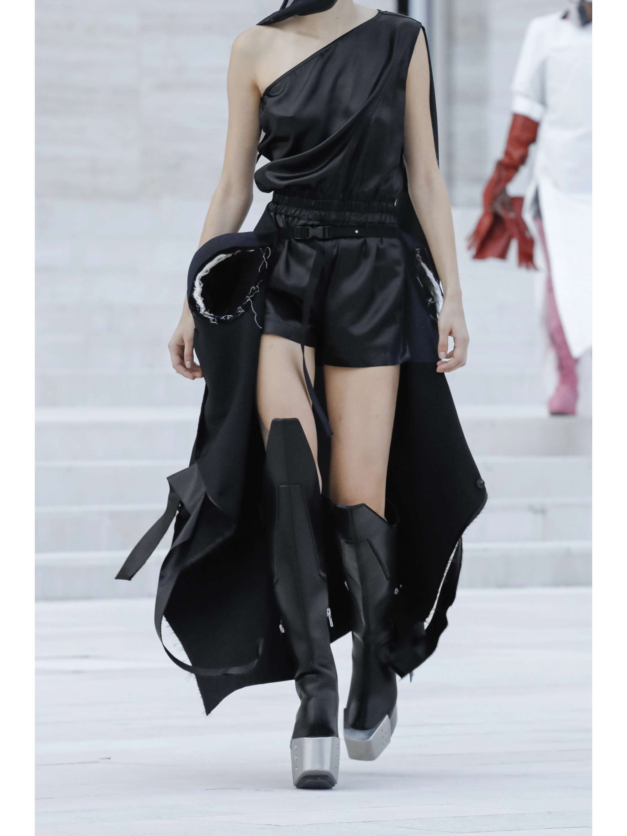 RICK OWENS Convertible one-sleeve satin playsuit