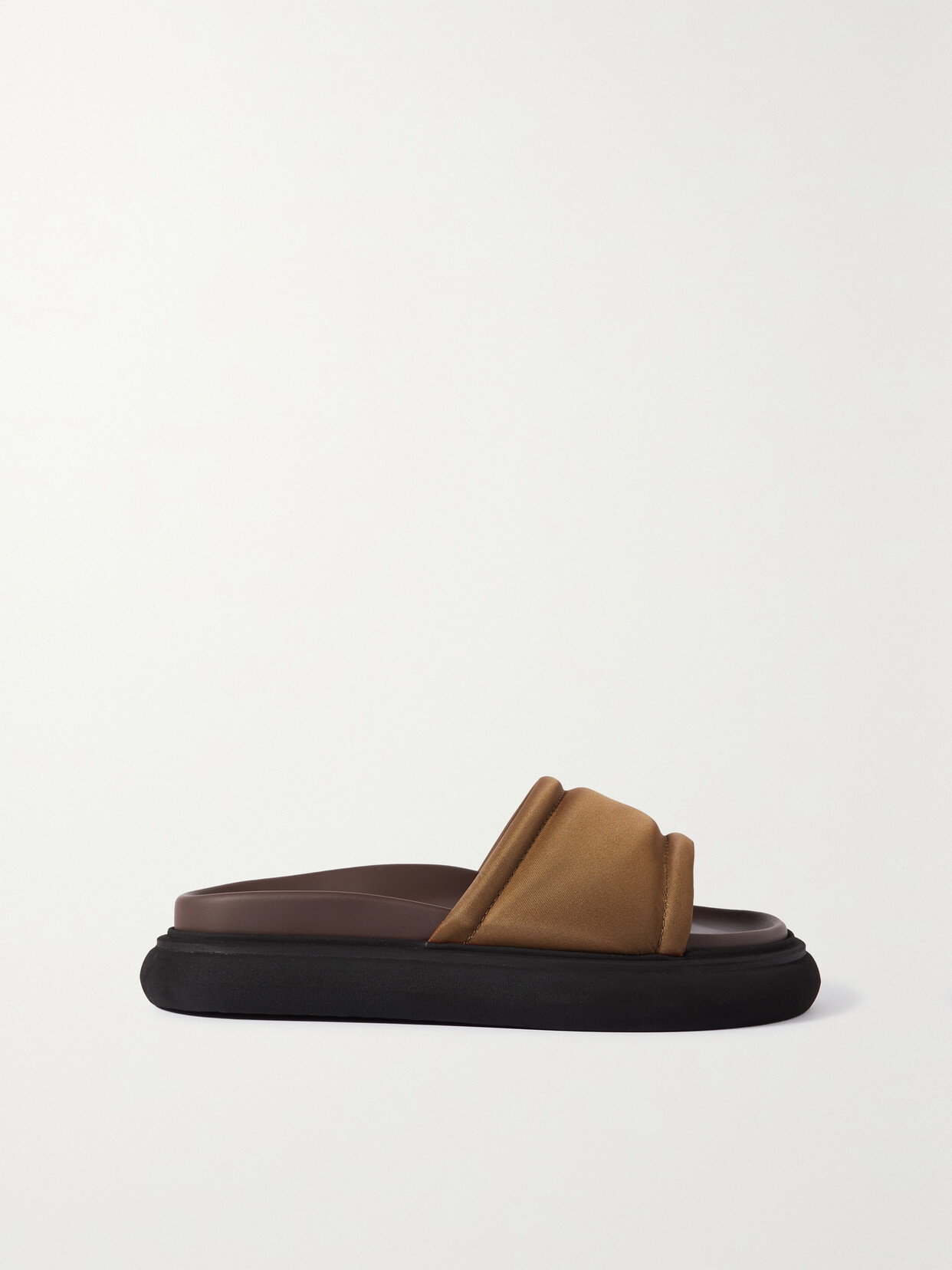 The Attico - Noah Satin Slides - Camel