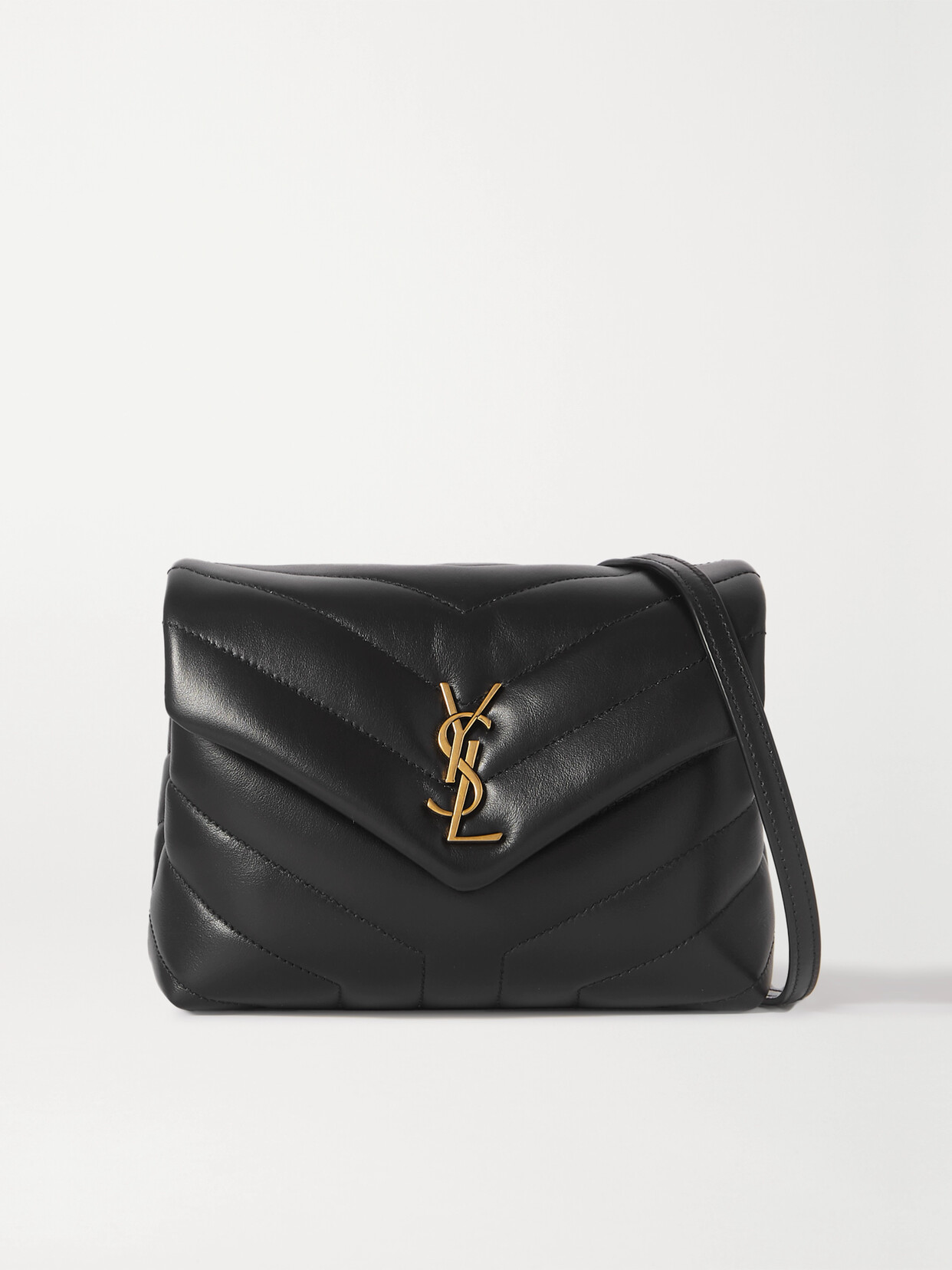 Saint Laurent Loulou Toy Ysl Matelasse Calfskin Envelope Crossbody Bag In Black