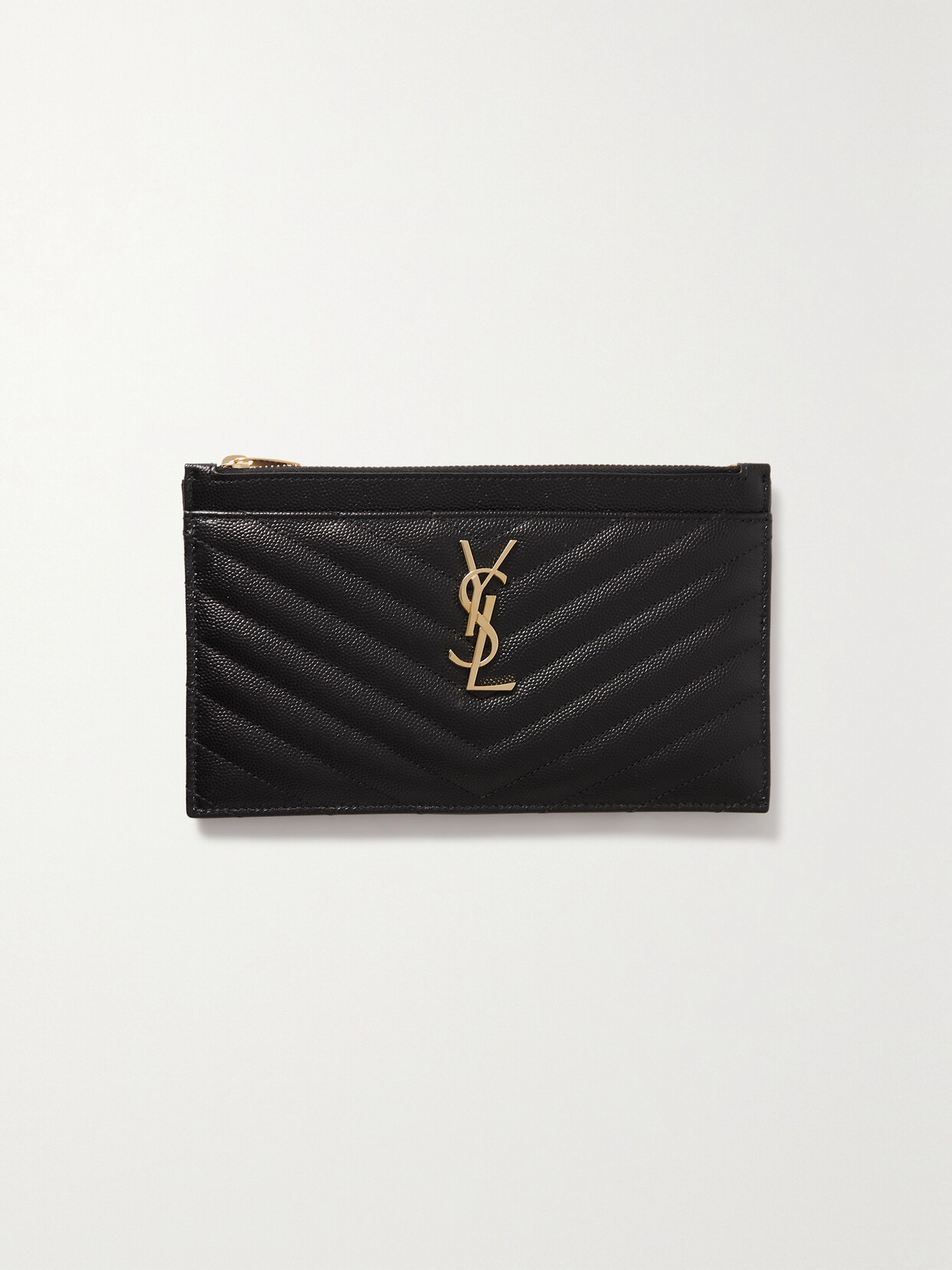 Saint Laurent Monogramme Quilted Textured-leather Pouch In Black