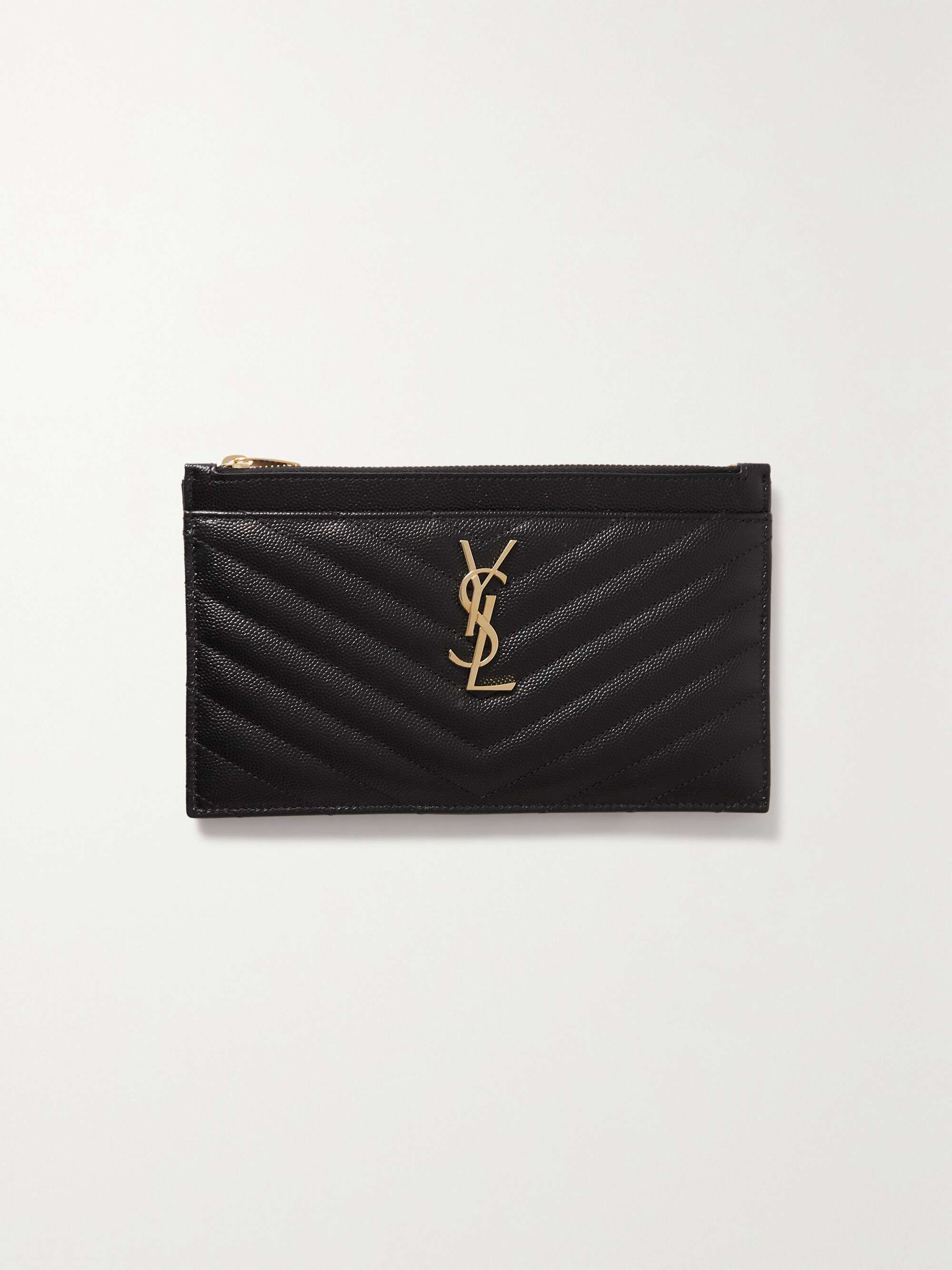 Monogramme quilted textured-leather pouch