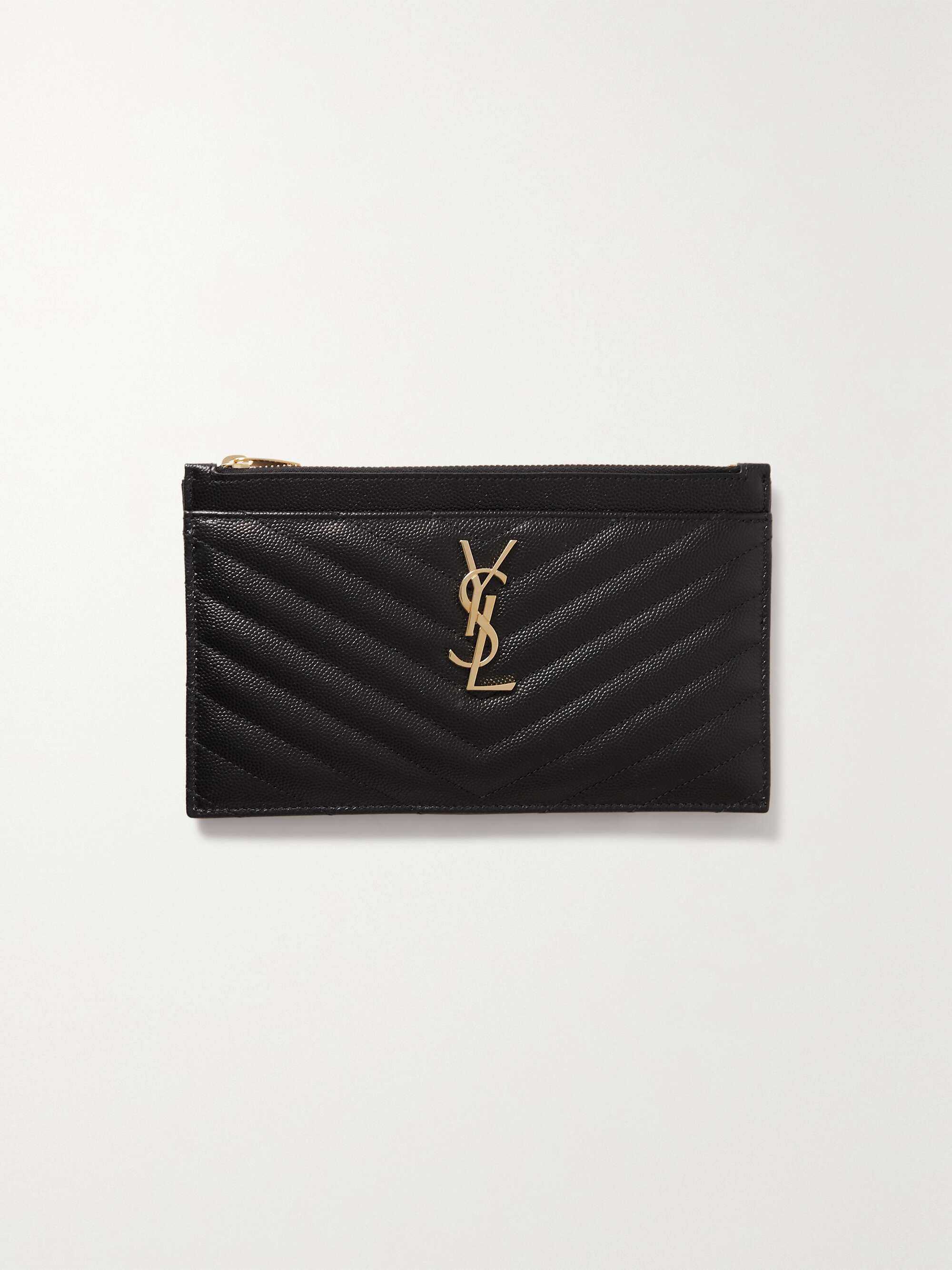 Saint Laurent Monogram YSL Quilted Wristlet Pouch Bag