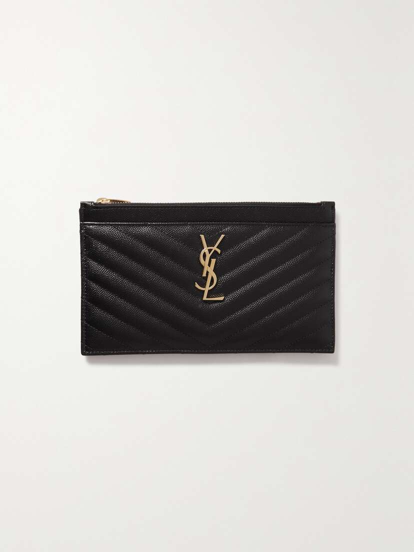 Saint Laurent Monogramme Quilted Textured-leather Pouch