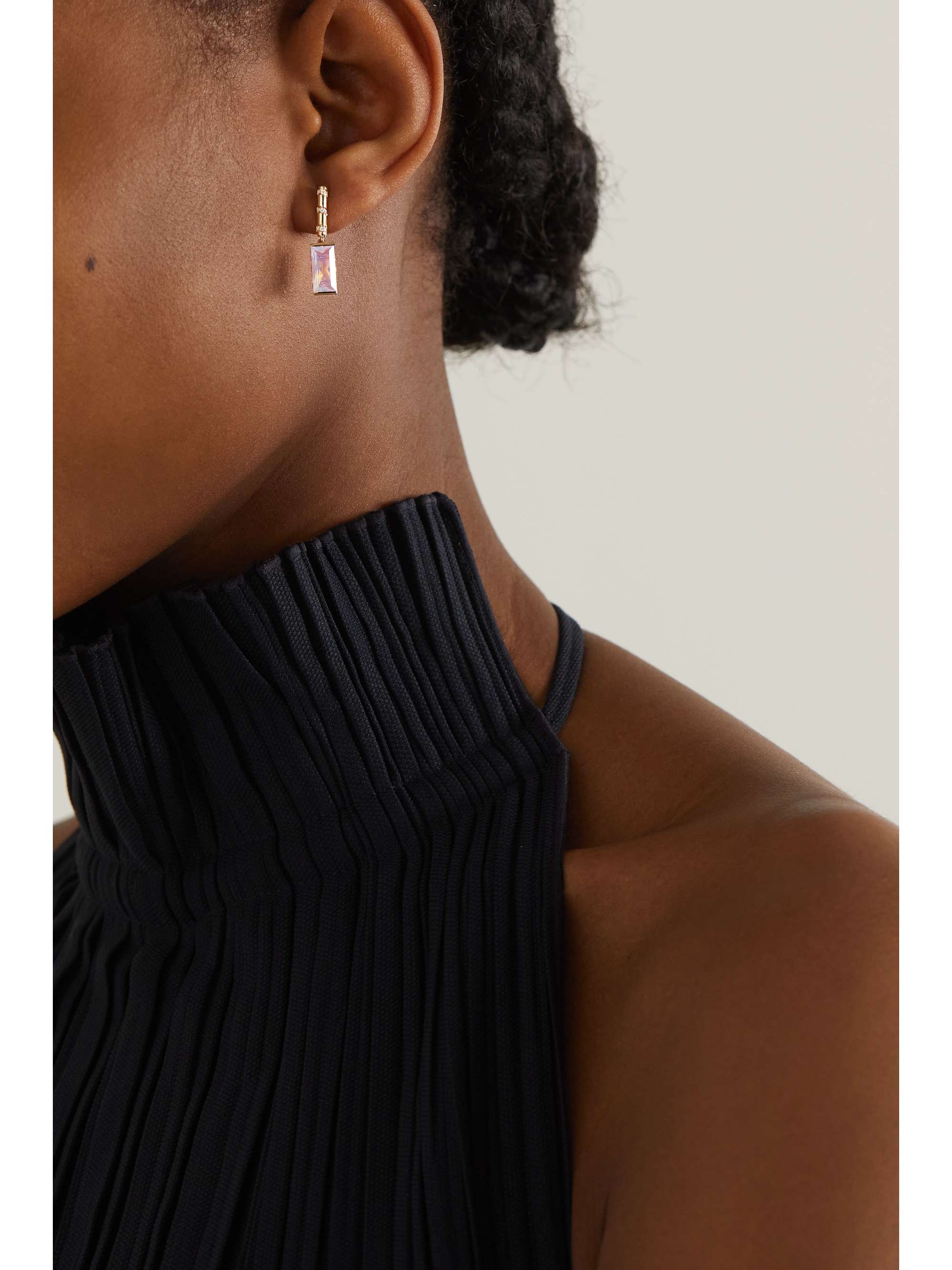 ALICE CICOLINI Memphis Bubble Day Drops 14-karat gold, moonstone and diamond earrings