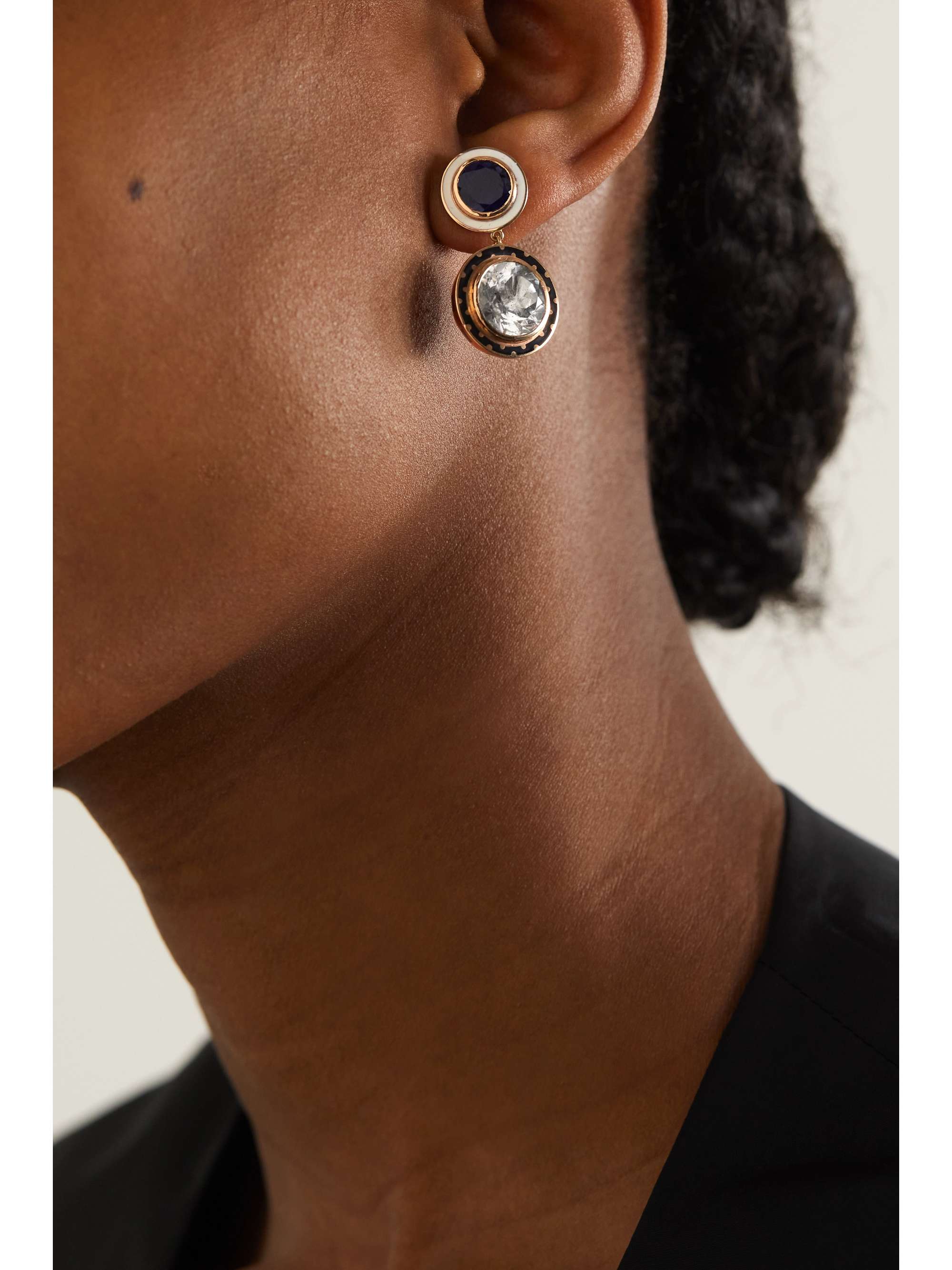 ALICE CICOLINI Candy Samarkand Day Drop 14-karat gold, enamel, topaz and iolite earrings