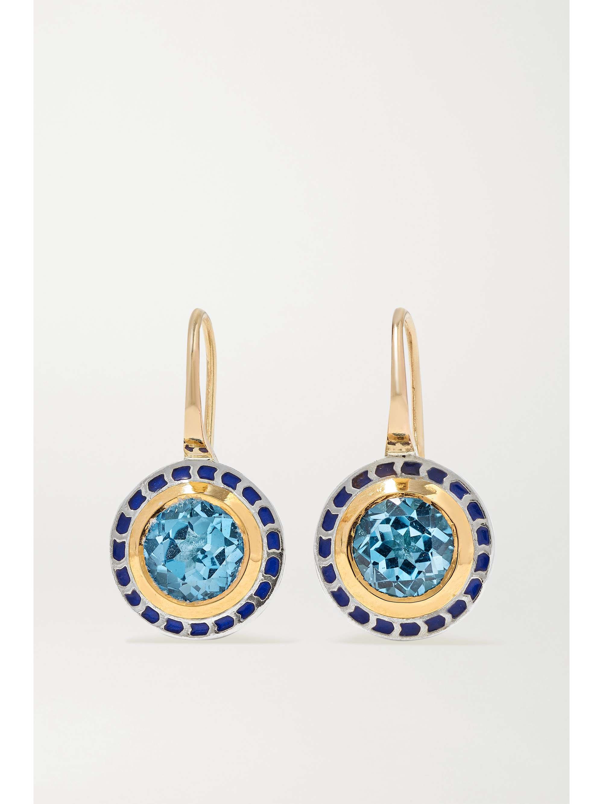 ALICE CICOLINI Tile Mini sterling silver, 22-karat gold, enamel and topaz earrings