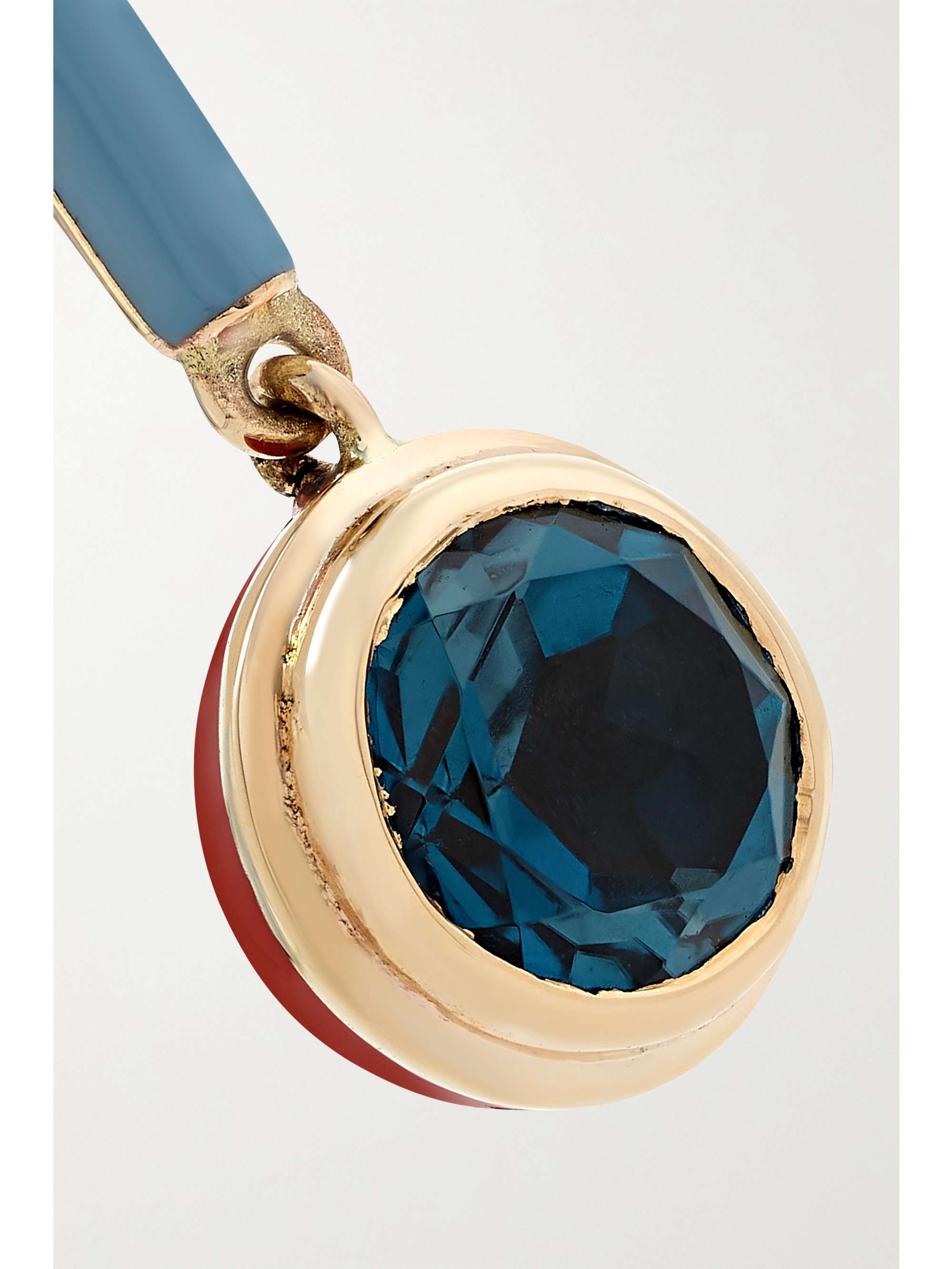 ALICE CICOLINI Candy Lacquer Bar Drop 14-karat gold, enamel and topaz earrings