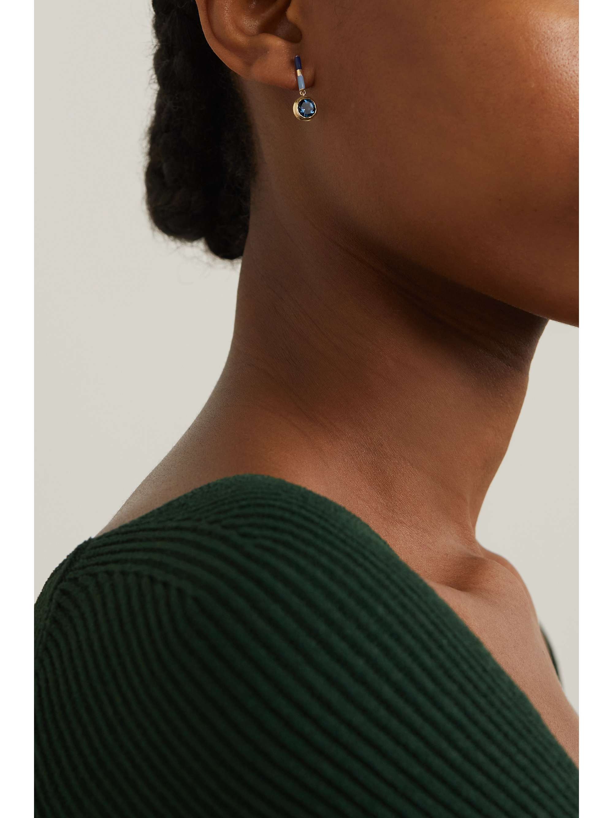 ALICE CICOLINI Candy Lacquer Bar Drop 14-karat gold, enamel and topaz earrings