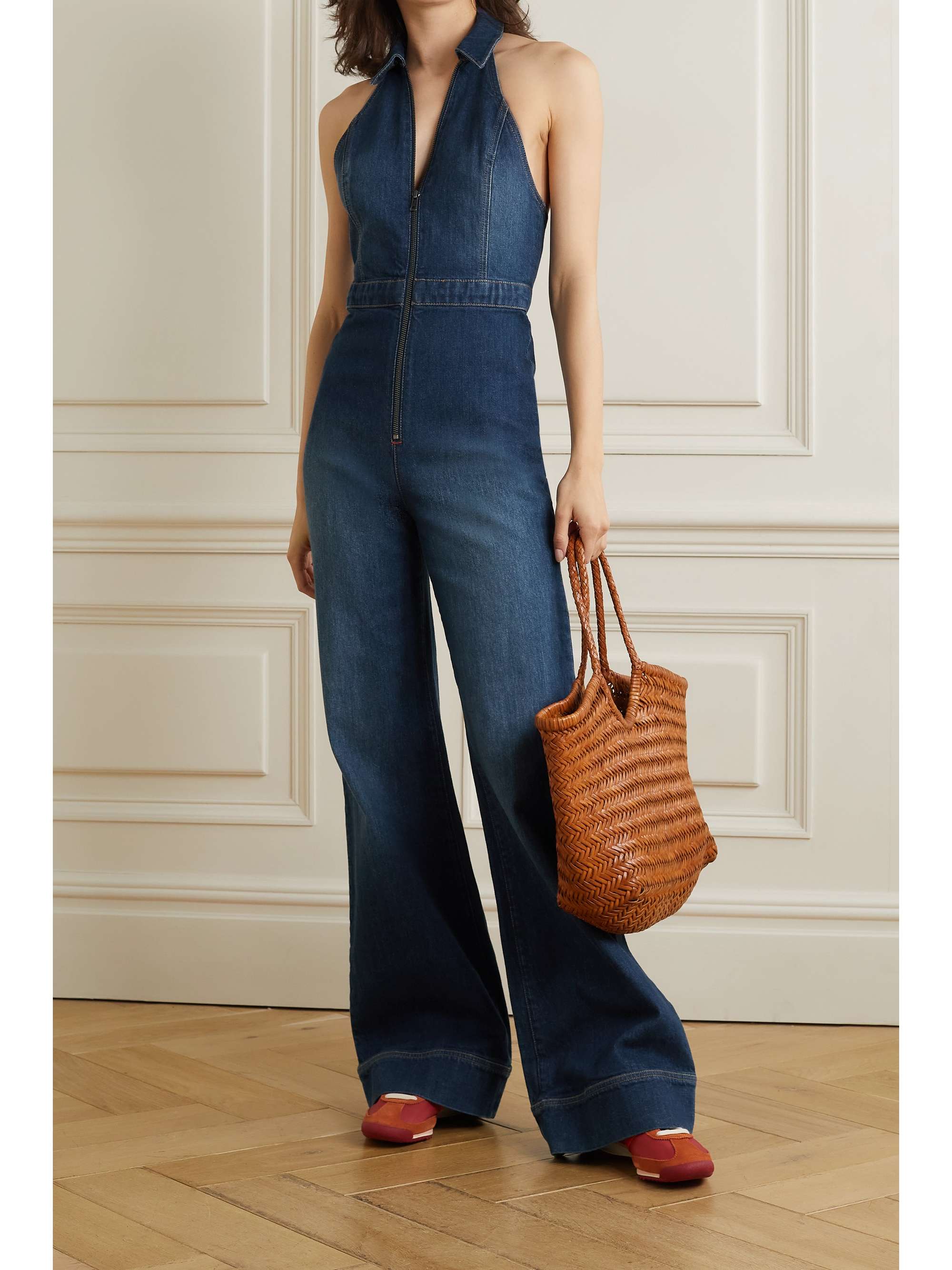alice and olivia denim romper